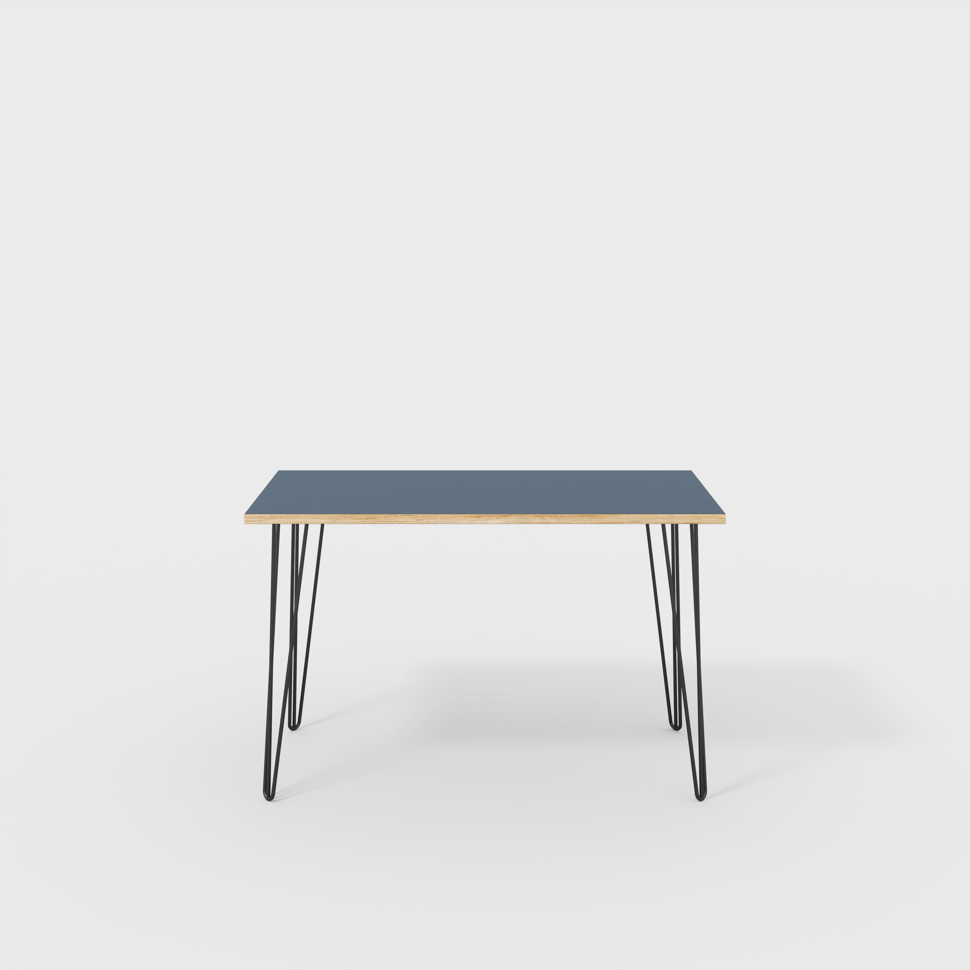 Desk with Black Hairpin Legs - Formica Night Sea Blue - 1200(w) x 600(d) x 735(h)