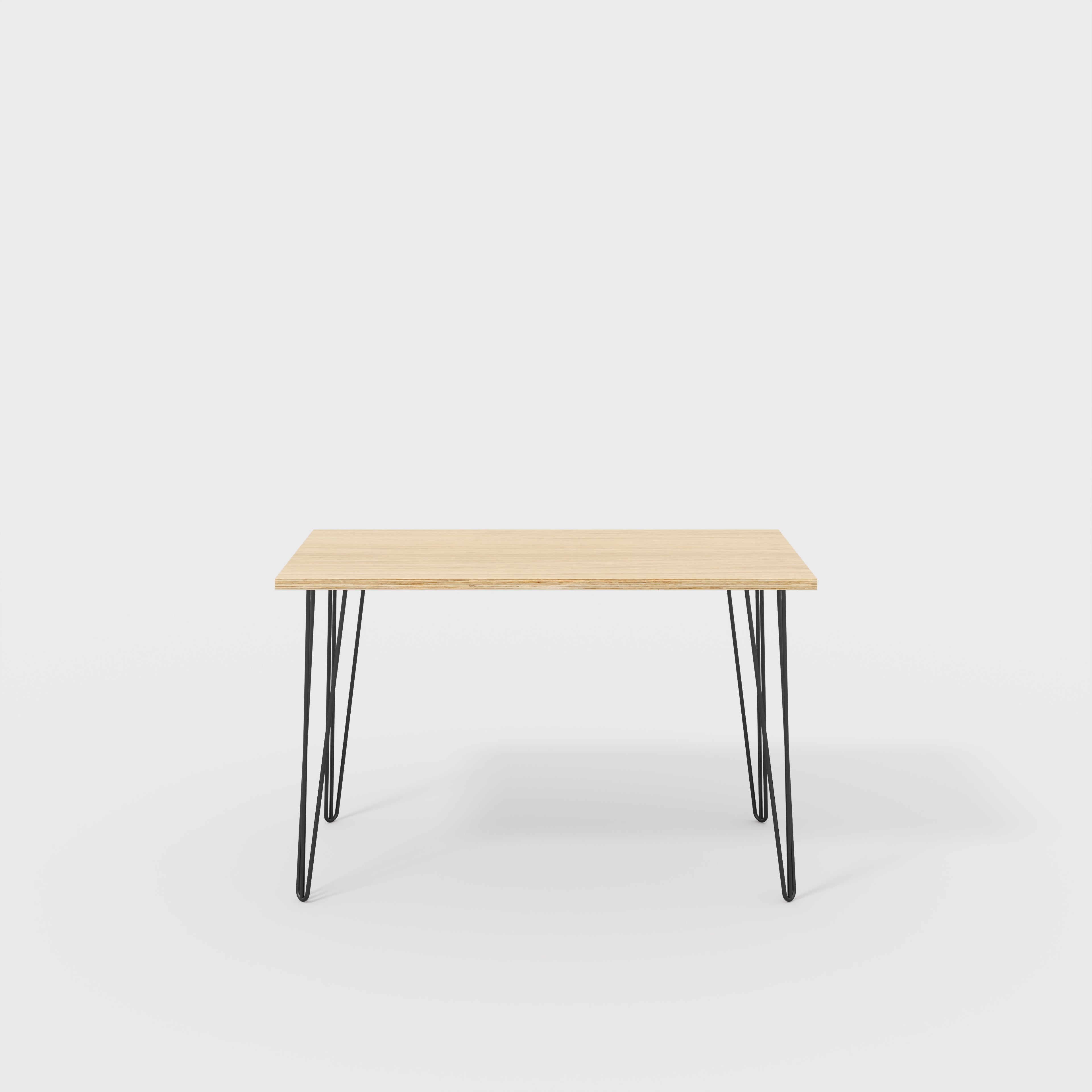 Plywood Desk with Black Hairpin Legs - Plywood Oak - 1200(w) x 600(d) x 735(h)