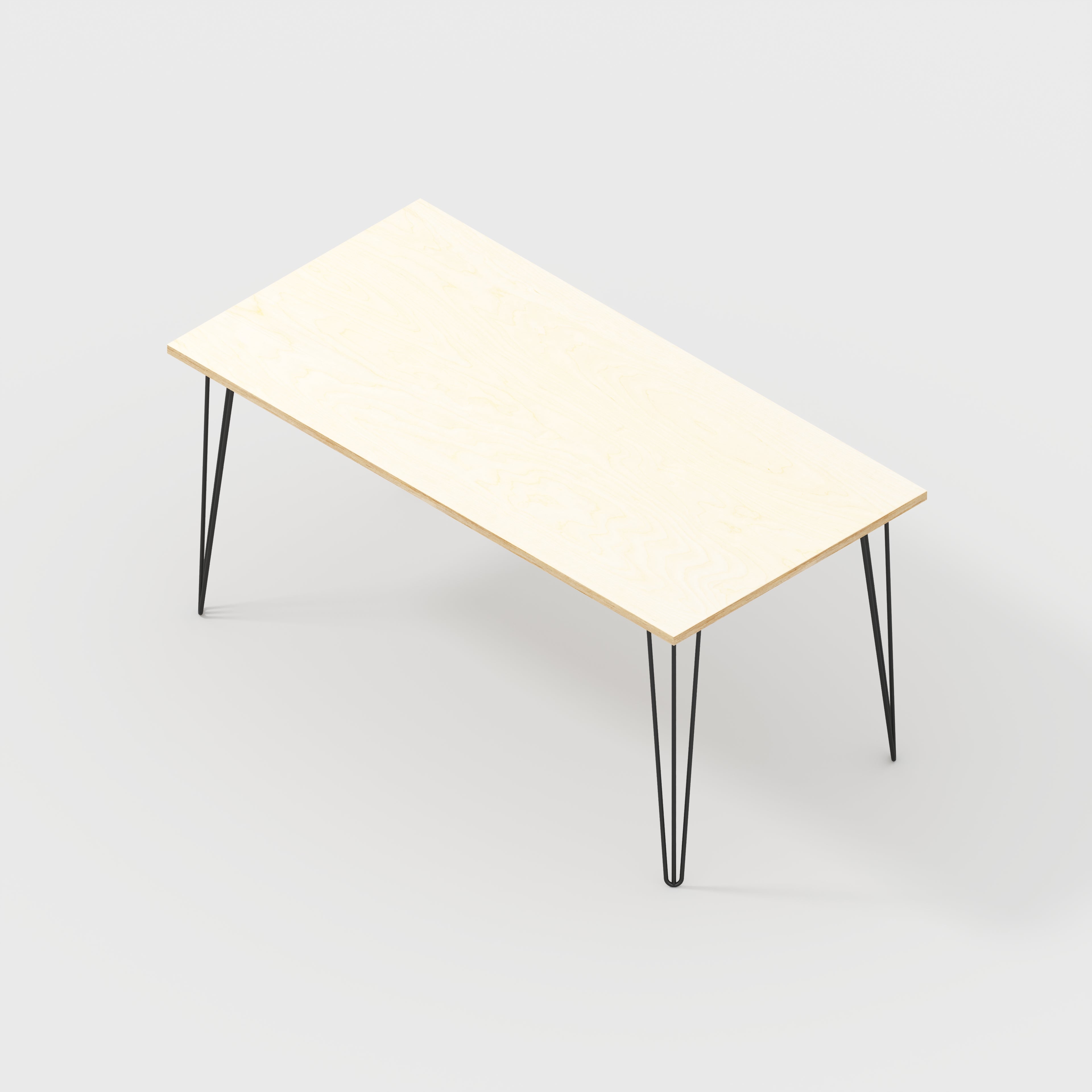 Plywood Desk with Black Hairpin Legs - Plywood Birch - 1600(w) x 800(d) x 735(h)