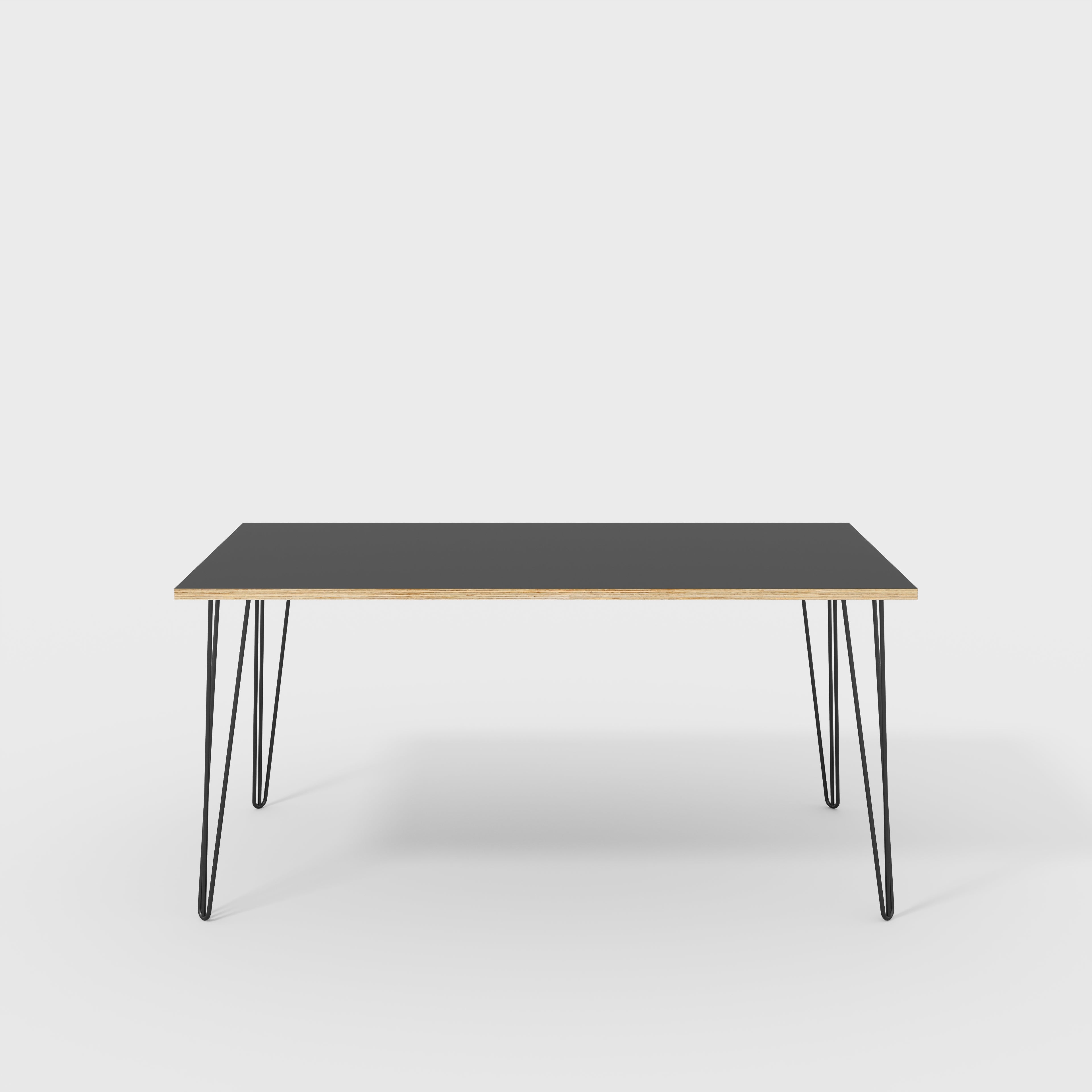Desk with Black Hairpin Legs - Formica Diamond Black - 1600(w) x 800(d) x 735(h)