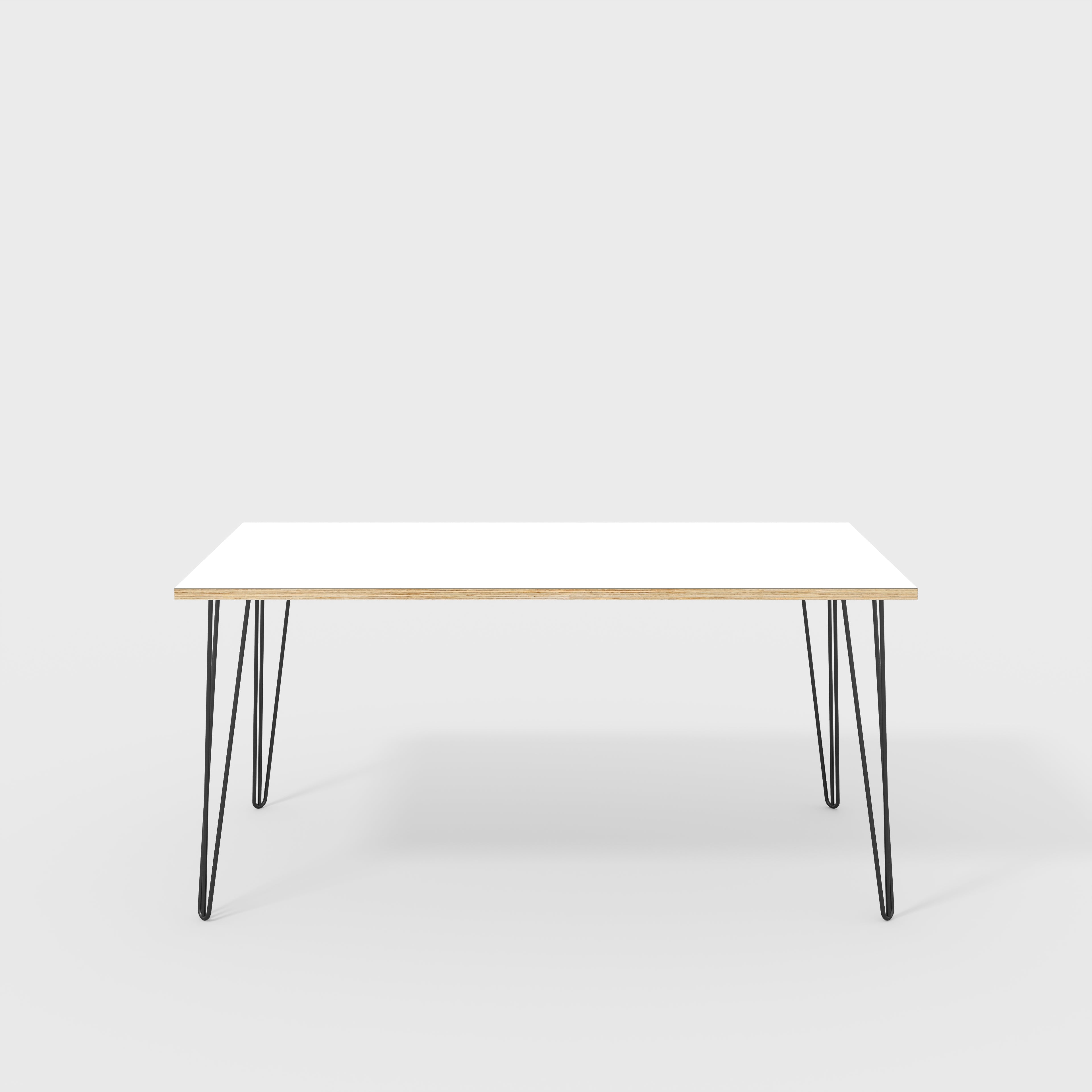 Desk with Black Hairpin Legs - Formica White - 1600(w) x 800(d) x 735(h)