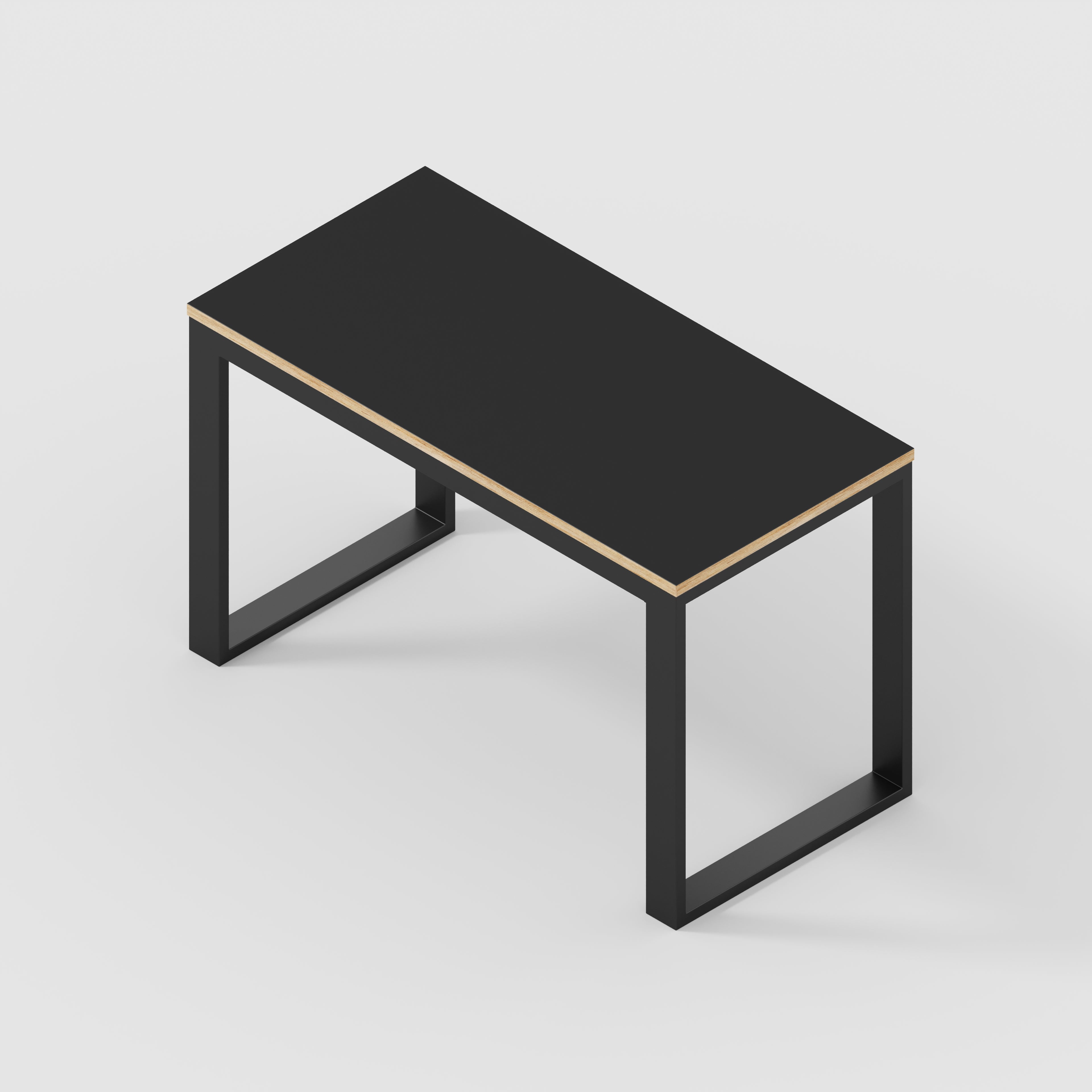 Plywood Desk with Black Industrial Frame - Formica Diamond Black - 1200(w) x 585(d) x 735(h)