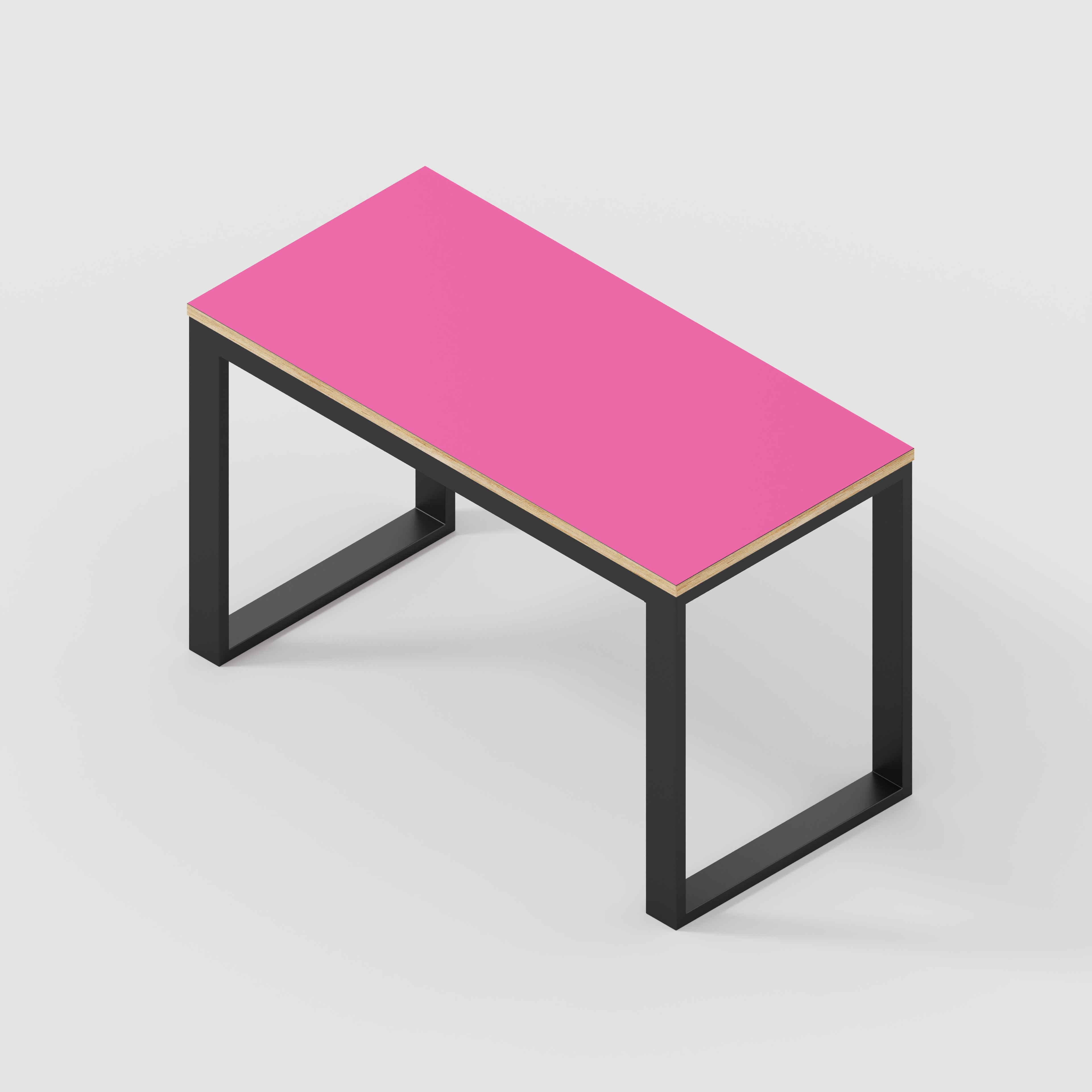 Plywood Desk with Black Industrial Frame - Formica Juicy Pink - 1200(w) x 585(d) x 735(h)