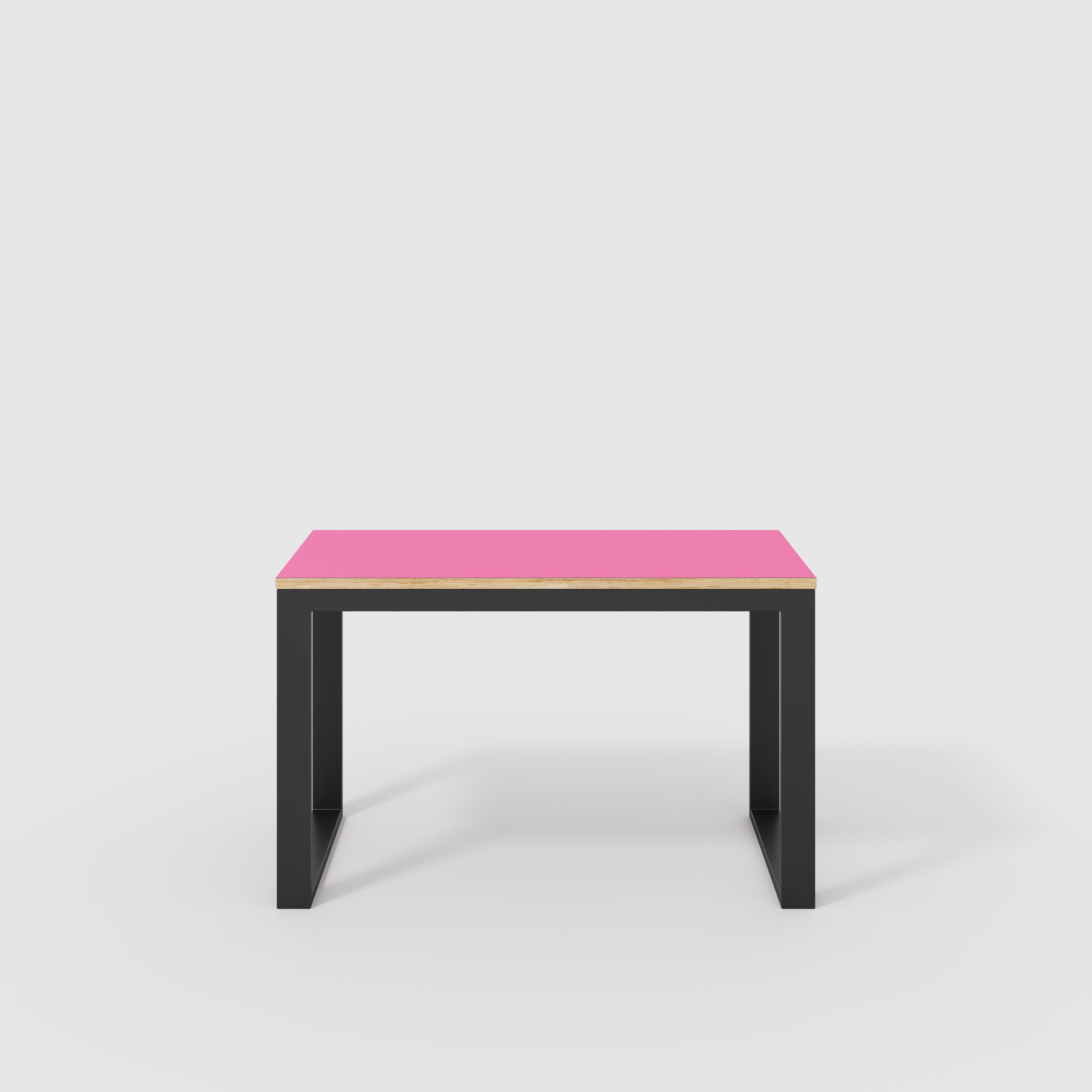 Plywood Desk with Black Industrial Frame - Formica Juicy Pink - 1200(w) x 585(d) x 735(h)