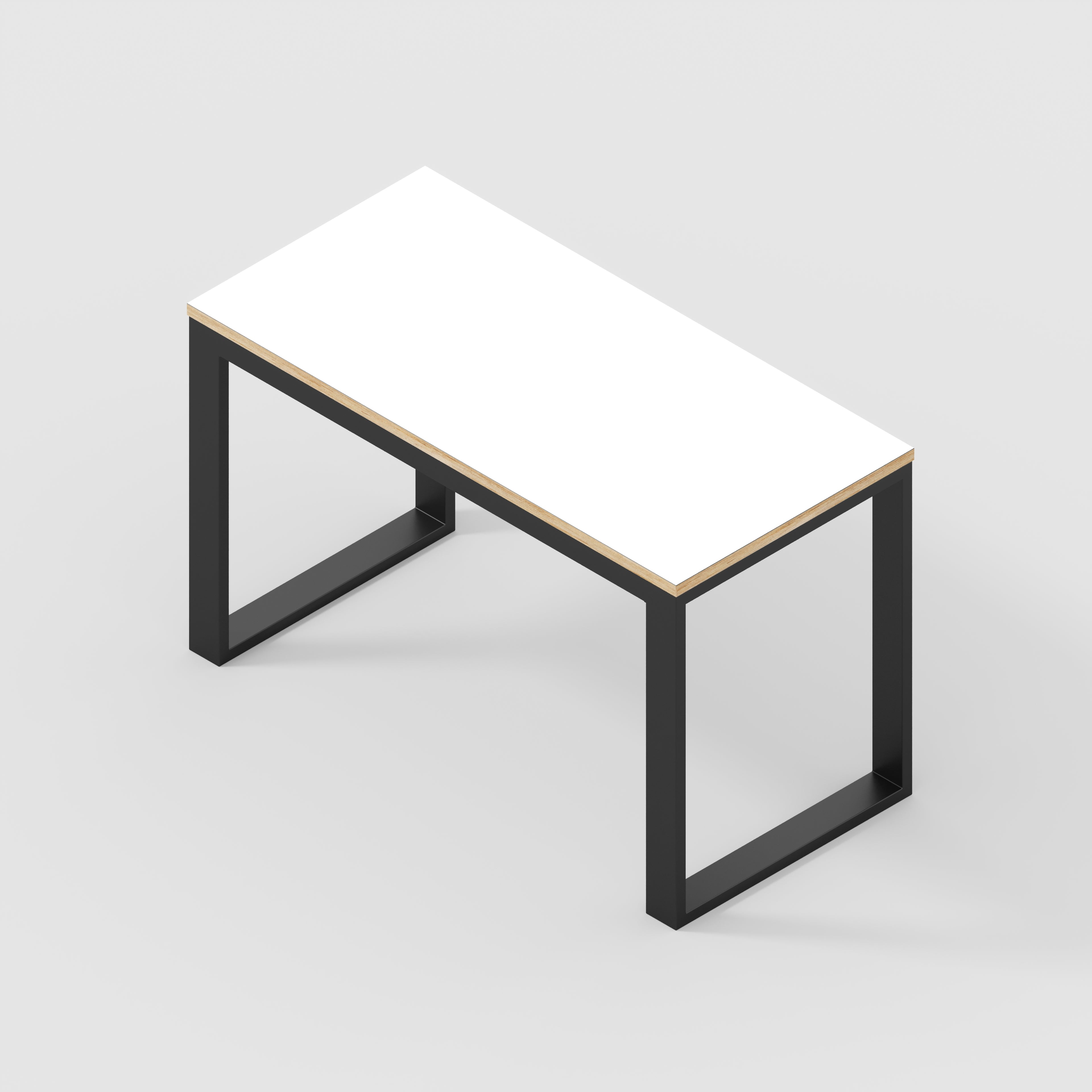Plywood Desk with Black Industrial Frame - Formica White - 1200(w) x 585(d) x 735(h)