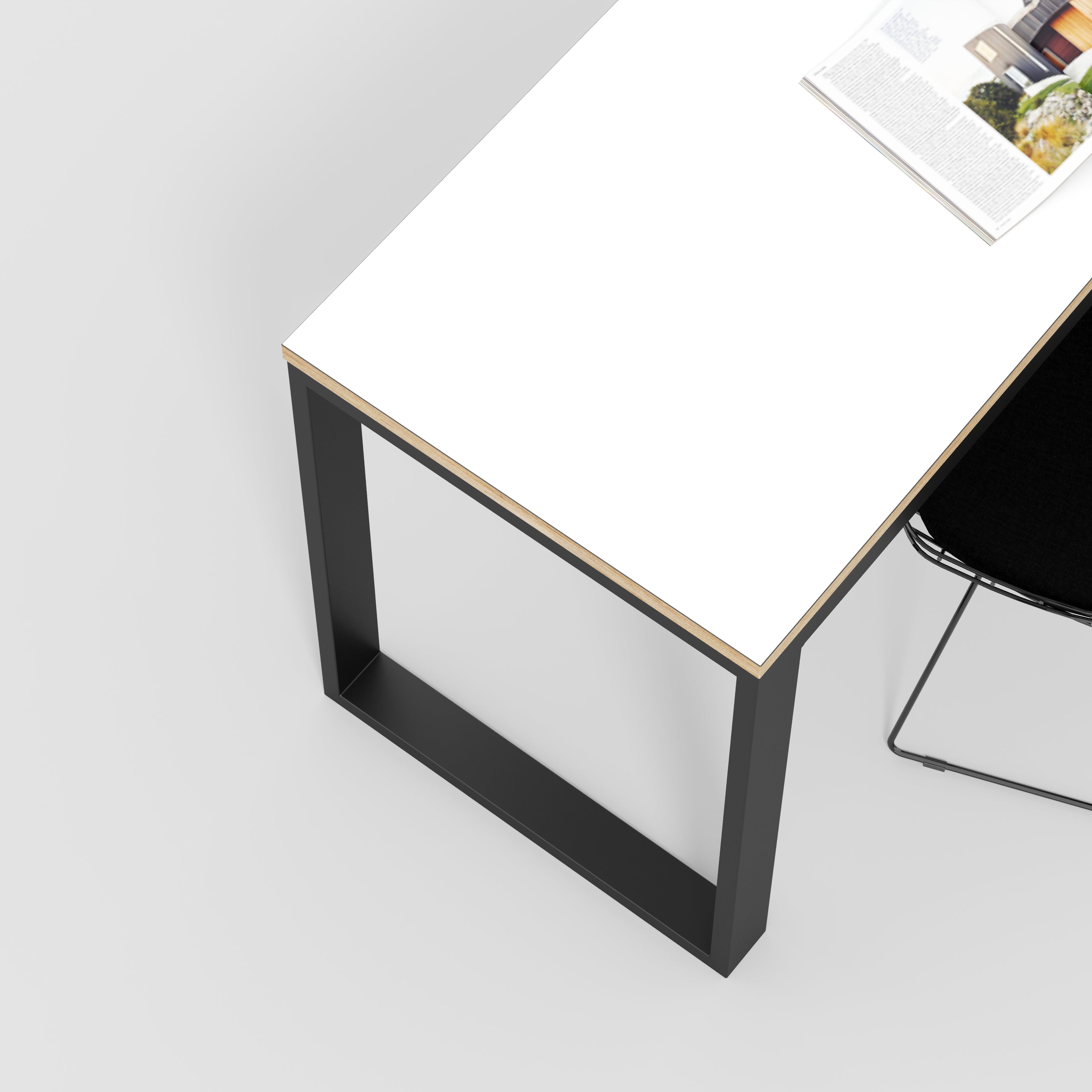 Plywood Desk with Black Industrial Frame - Formica White - 1200(w) x 585(d) x 735(h)