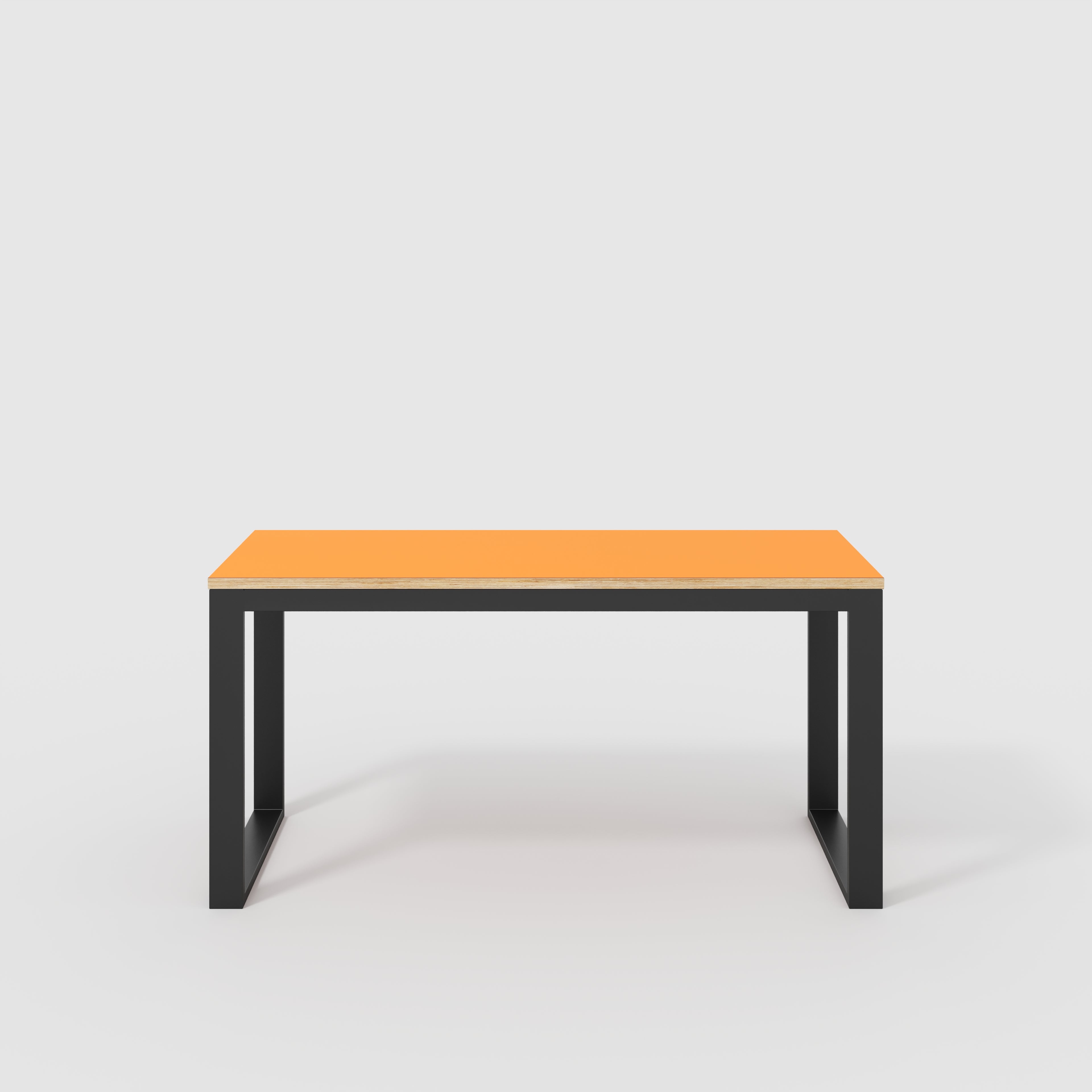 Plywood Desk with Black Industrial Frame - Formica Levante Orange - 1500(w) x 585(d) x 735(h)