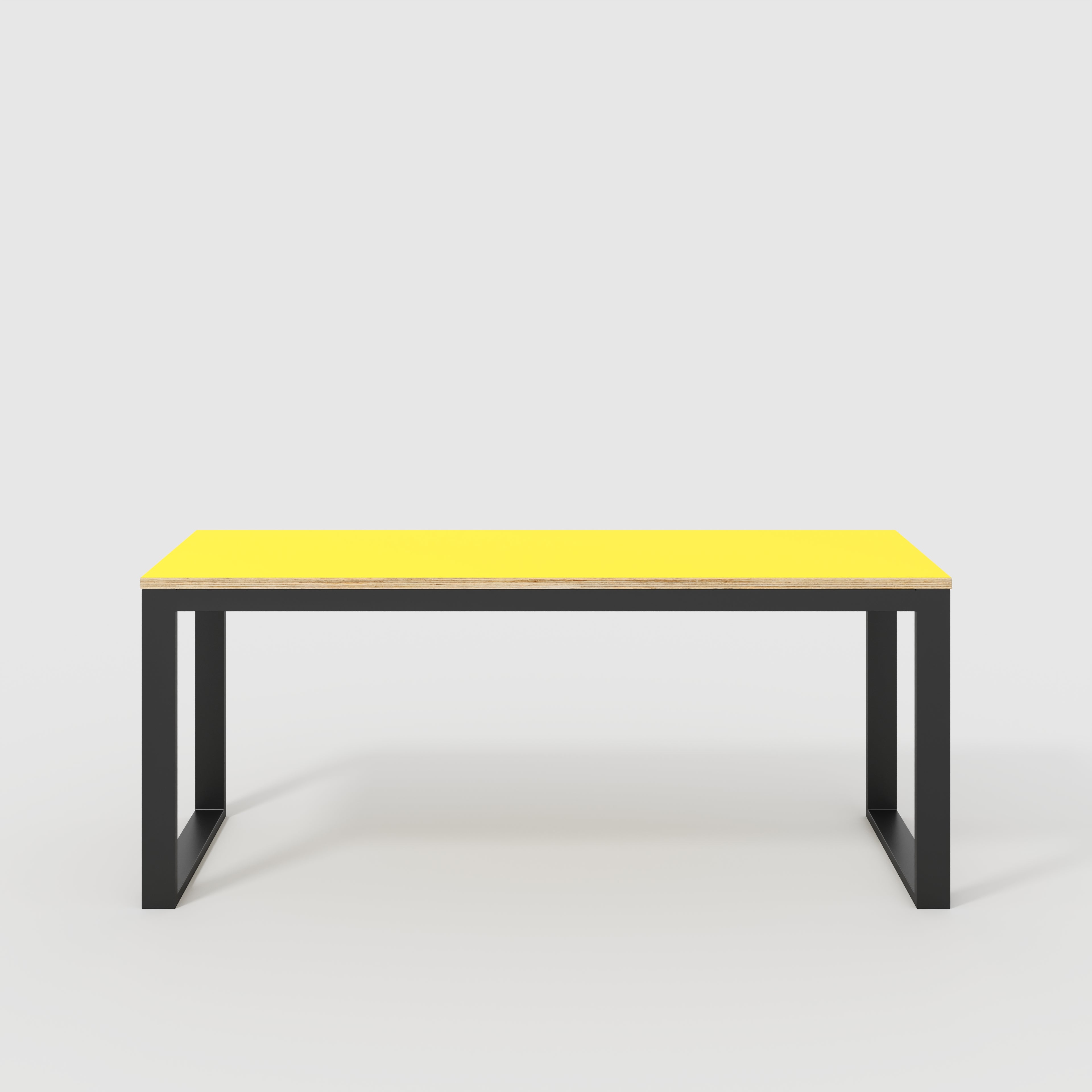 Plywood Desk with Black Industrial Frame - Formica Chrome Yellow - 1800(w) x 585(d) x 735(h)