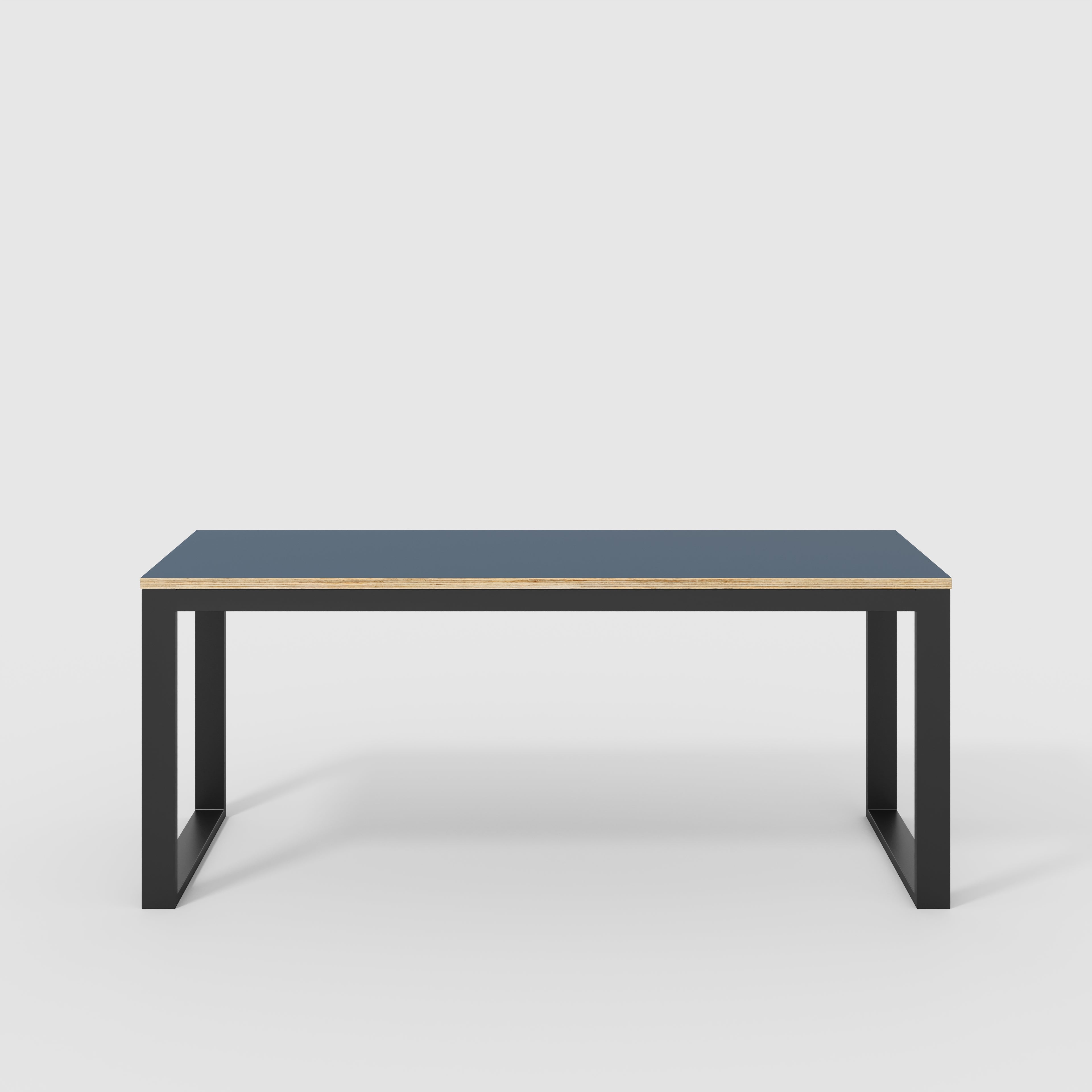 Plywood Desk with Black Industrial Frame - Formica Night Sea Blue - 1800(w) x 585(d) x 735(h)