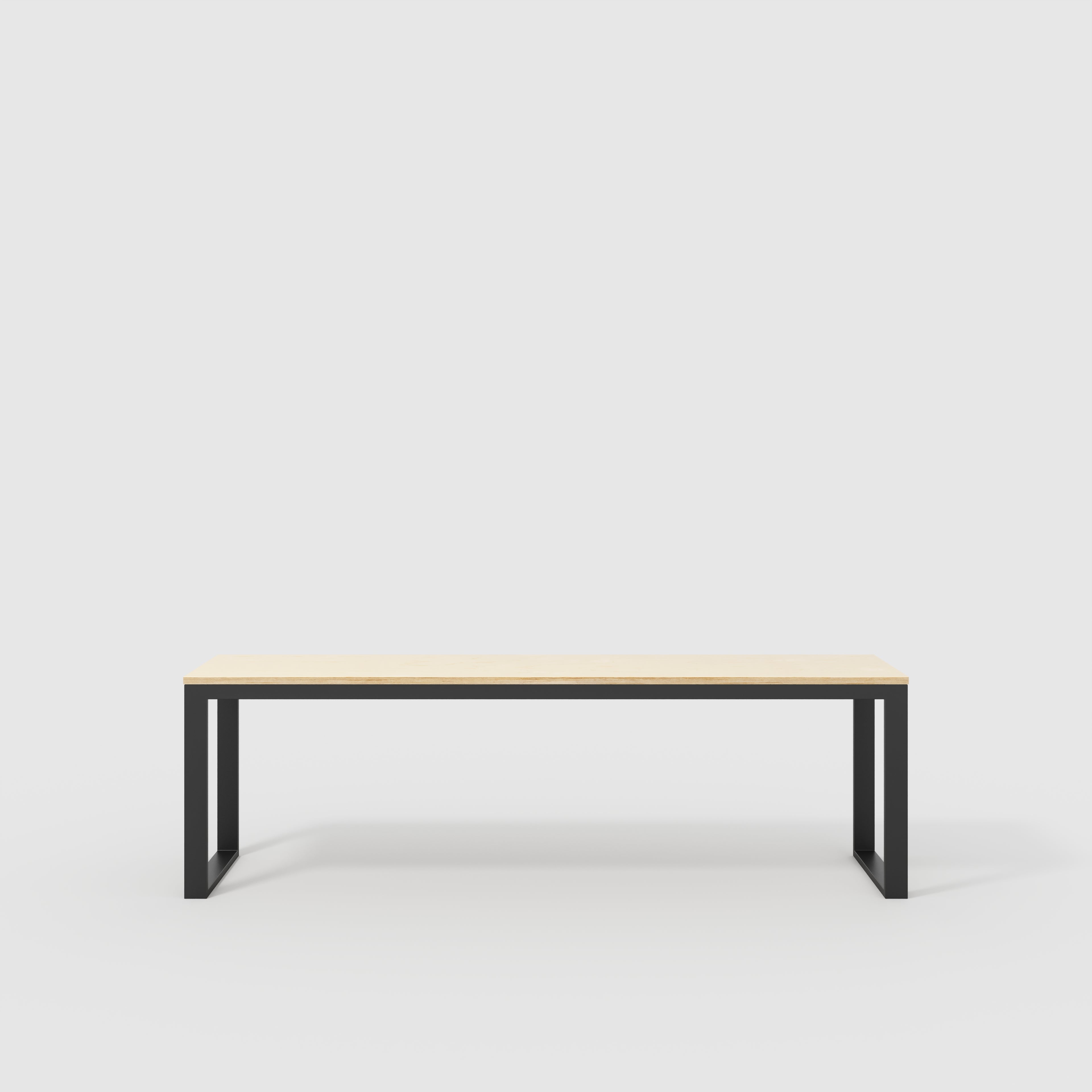 Plywood Desk with Black Industrial Frame - Plywood Birch - 2400(w) x 585(d) x 735(h)