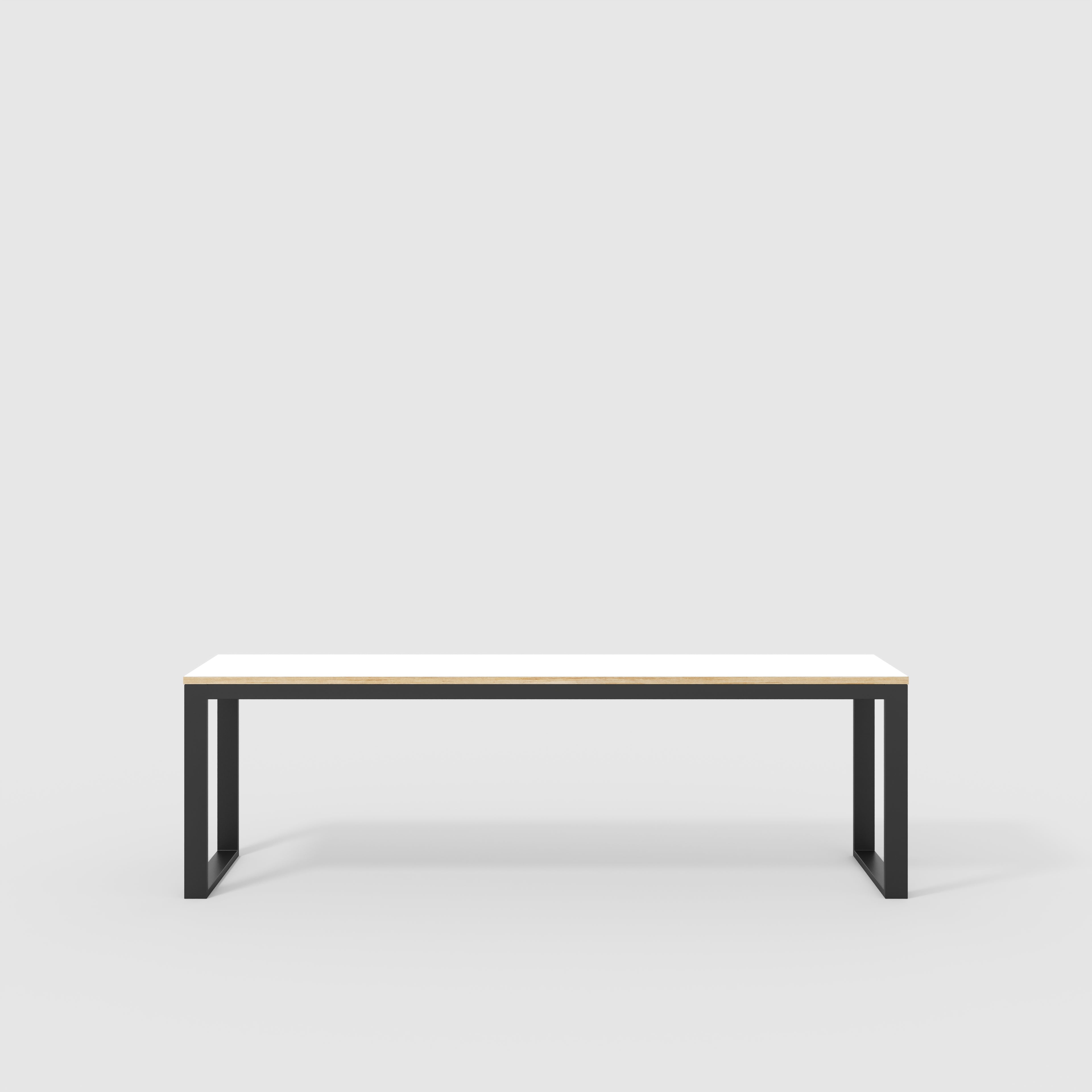 Plywood Desk with Black Industrial Frame - Formica White - 2400(w) x 585(d) x 735(h)