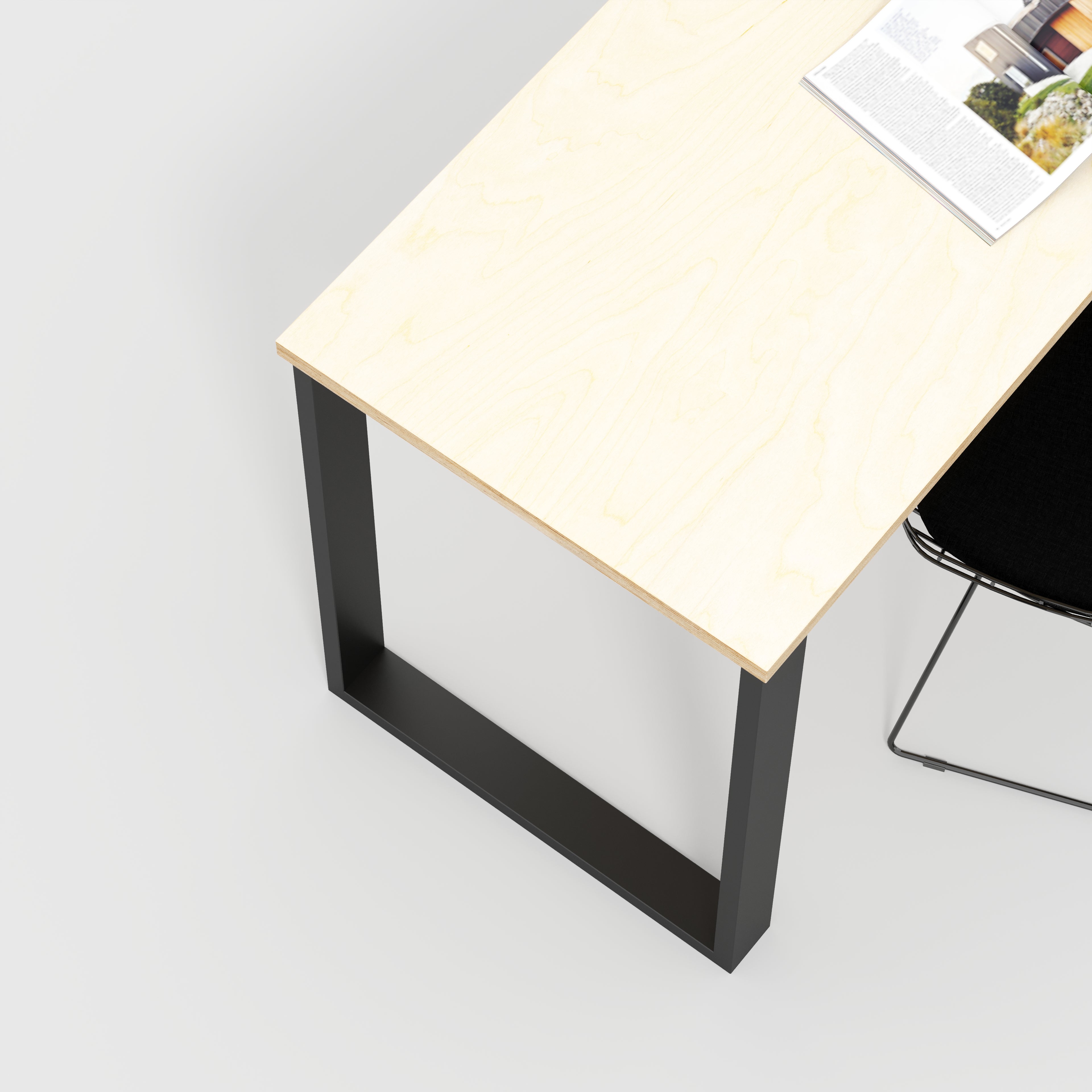 Plywood Desk with Black Industrial Legs - Plywood Birch - 1200(w) x 600(d) x 735(h)