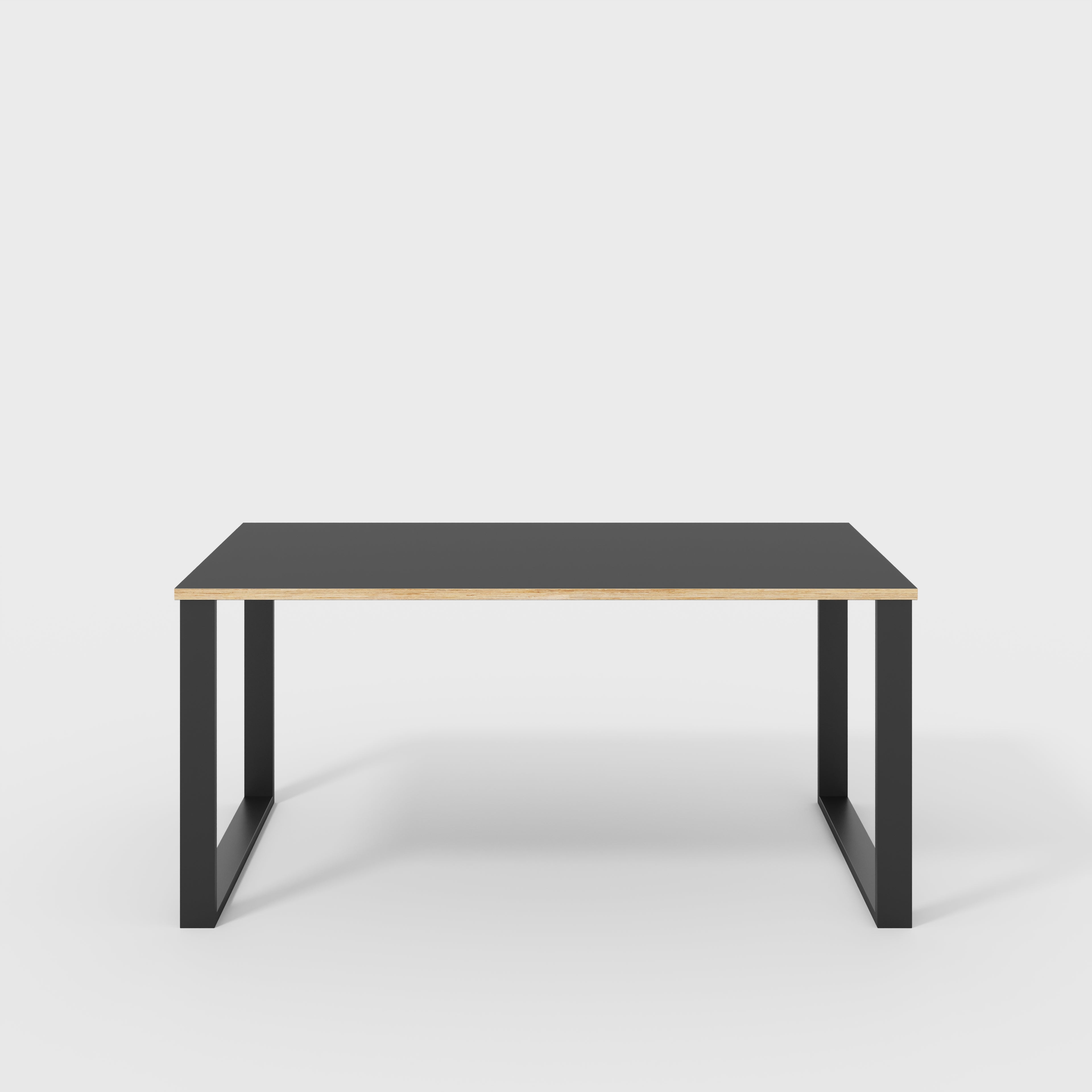Plywood Desk with Black Industrial Legs - Formica Diamond Black - 1600(w) x 800(d) x 735(h)