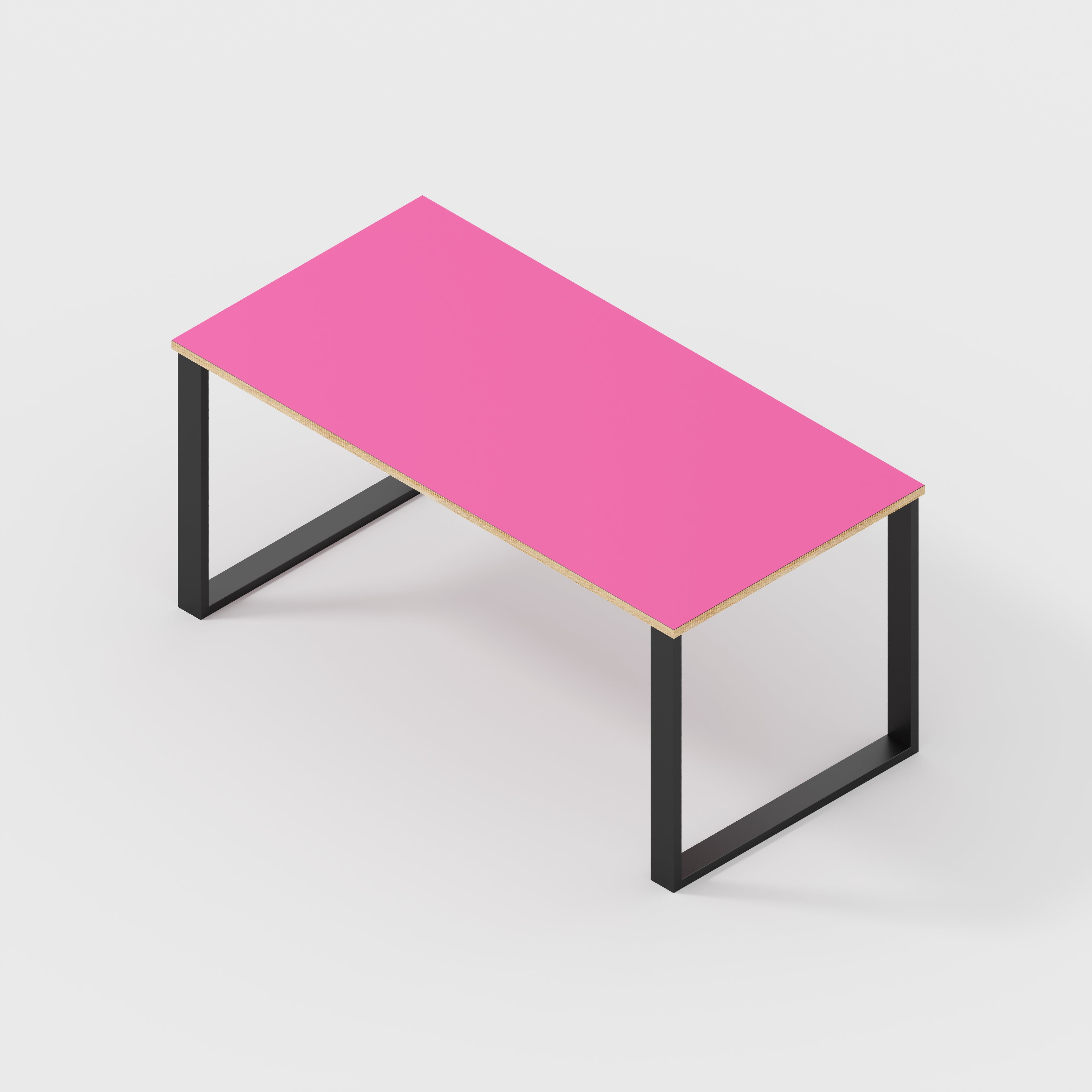 Plywood Desk with Black Industrial Legs - Formica Juicy Pink - 1600(w) x 800(d) x 735(h)