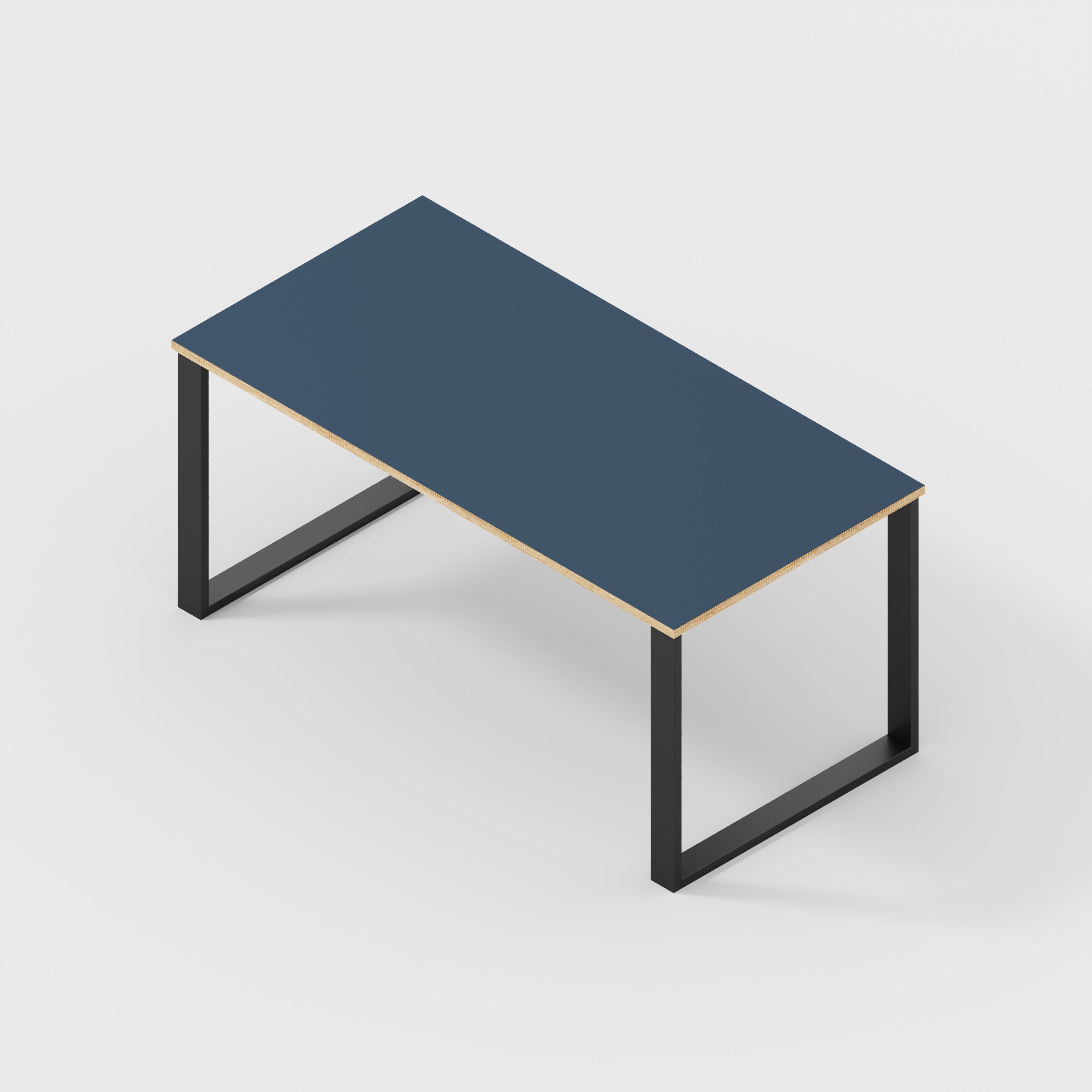 Plywood Desk with Black Industrial Legs - Formica Night Sea Blue - 1600(w) x 800(d) x 735(h)