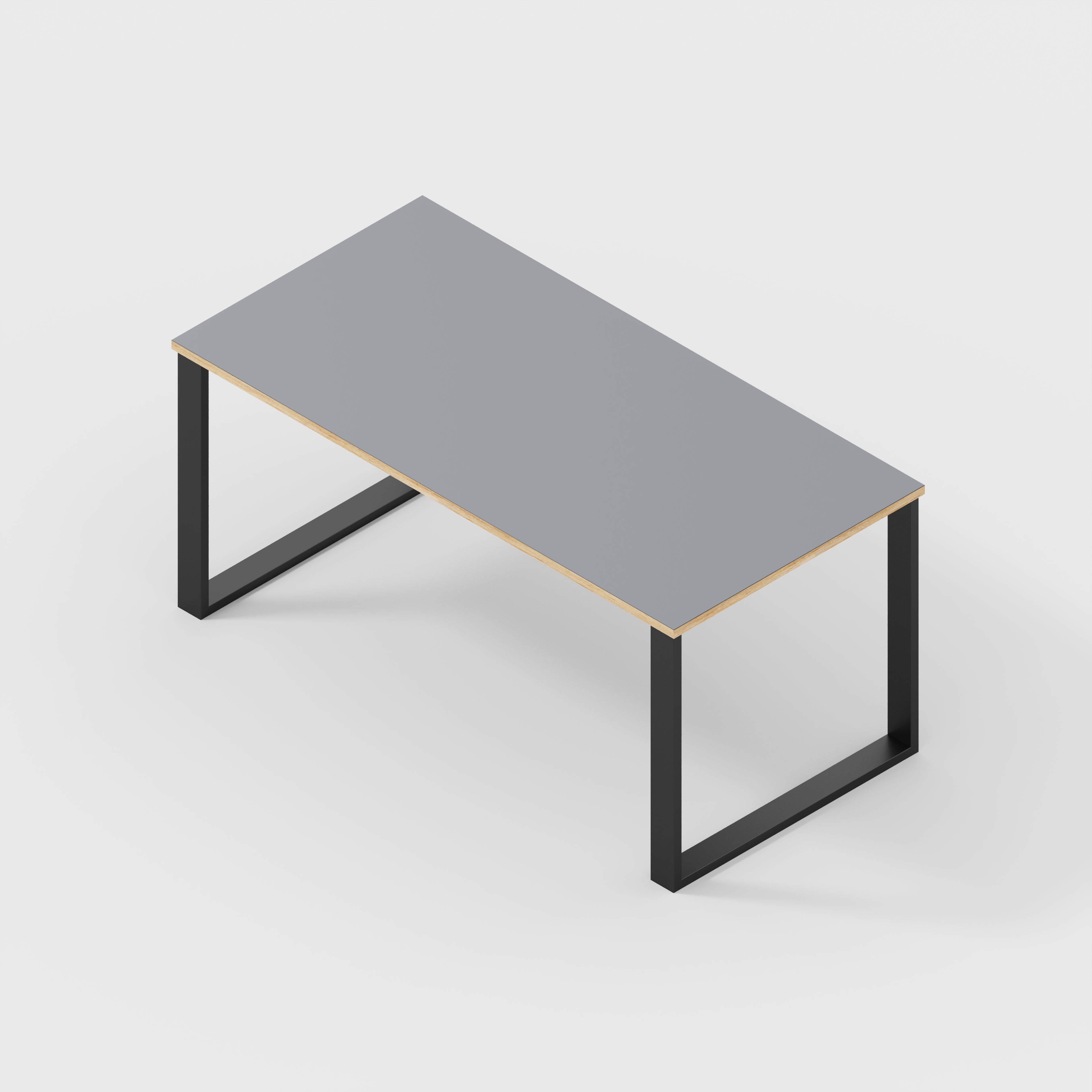 Plywood Desk with Black Industrial Legs - Formica Tornado Grey - 1600(w) x 800(d) x 735(h)