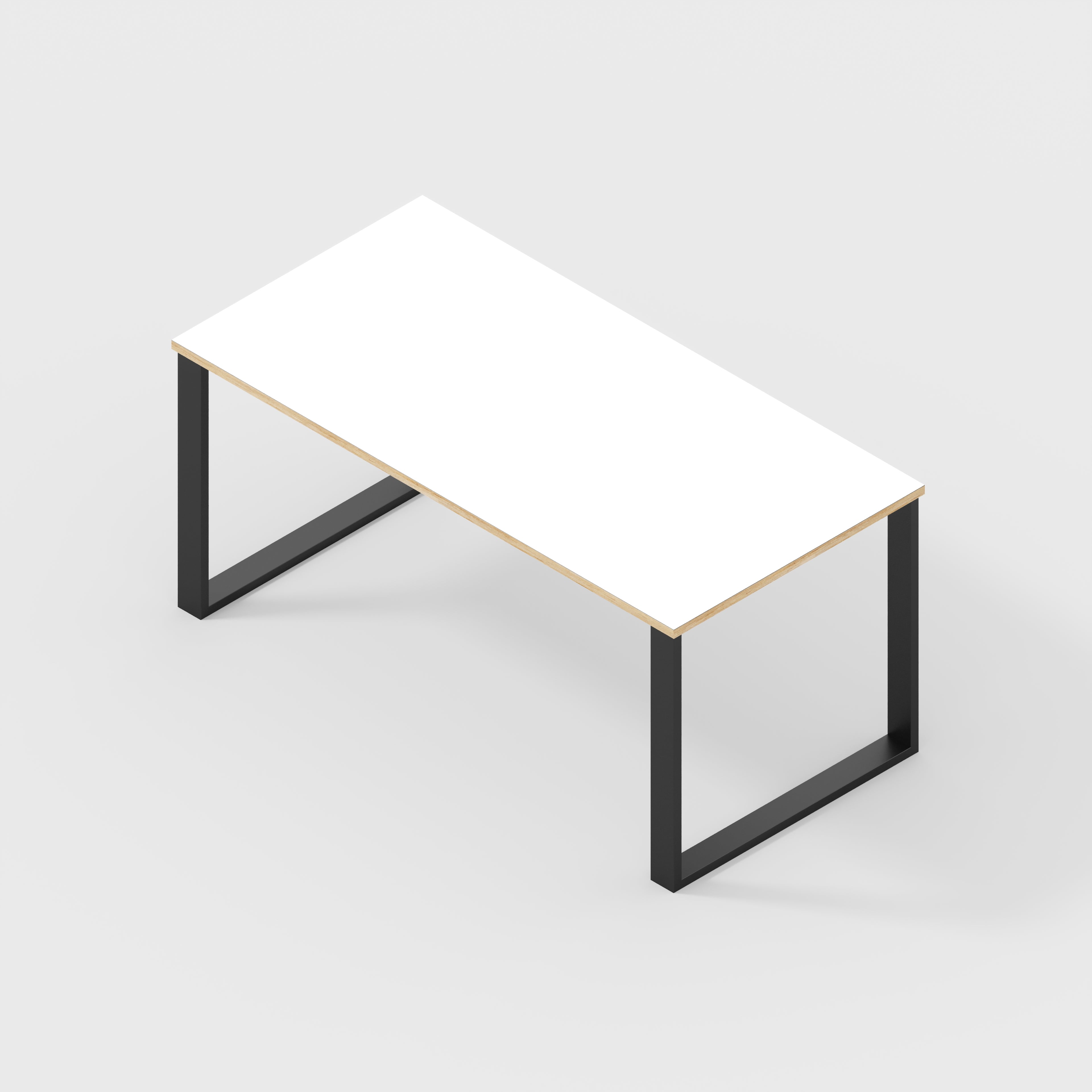 Plywood Desk with Black Industrial Legs - Formica White - 1600(w) x 800(d) x 735(h)