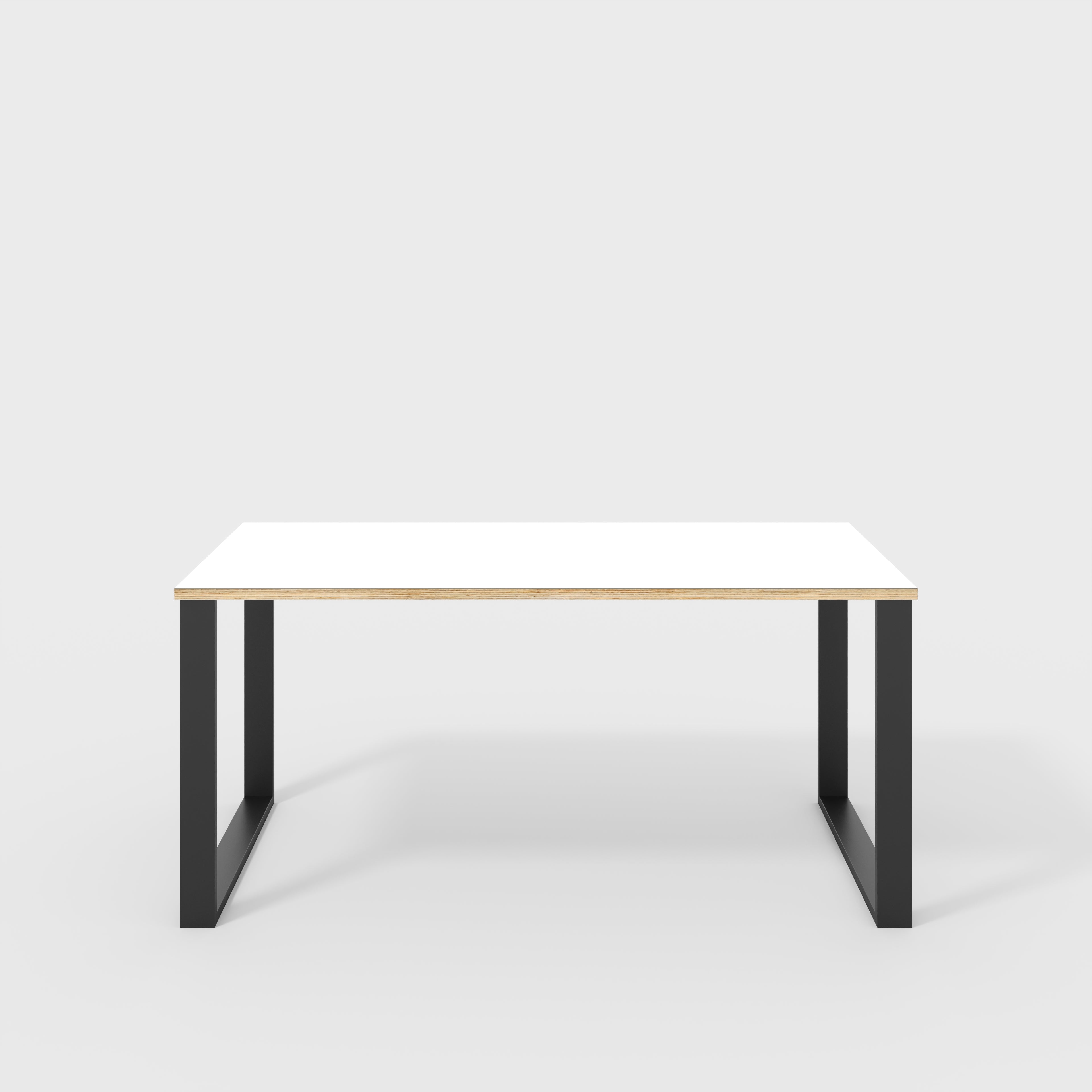 Plywood Desk with Black Industrial Legs - Formica White - 1600(w) x 800(d) x 735(h)