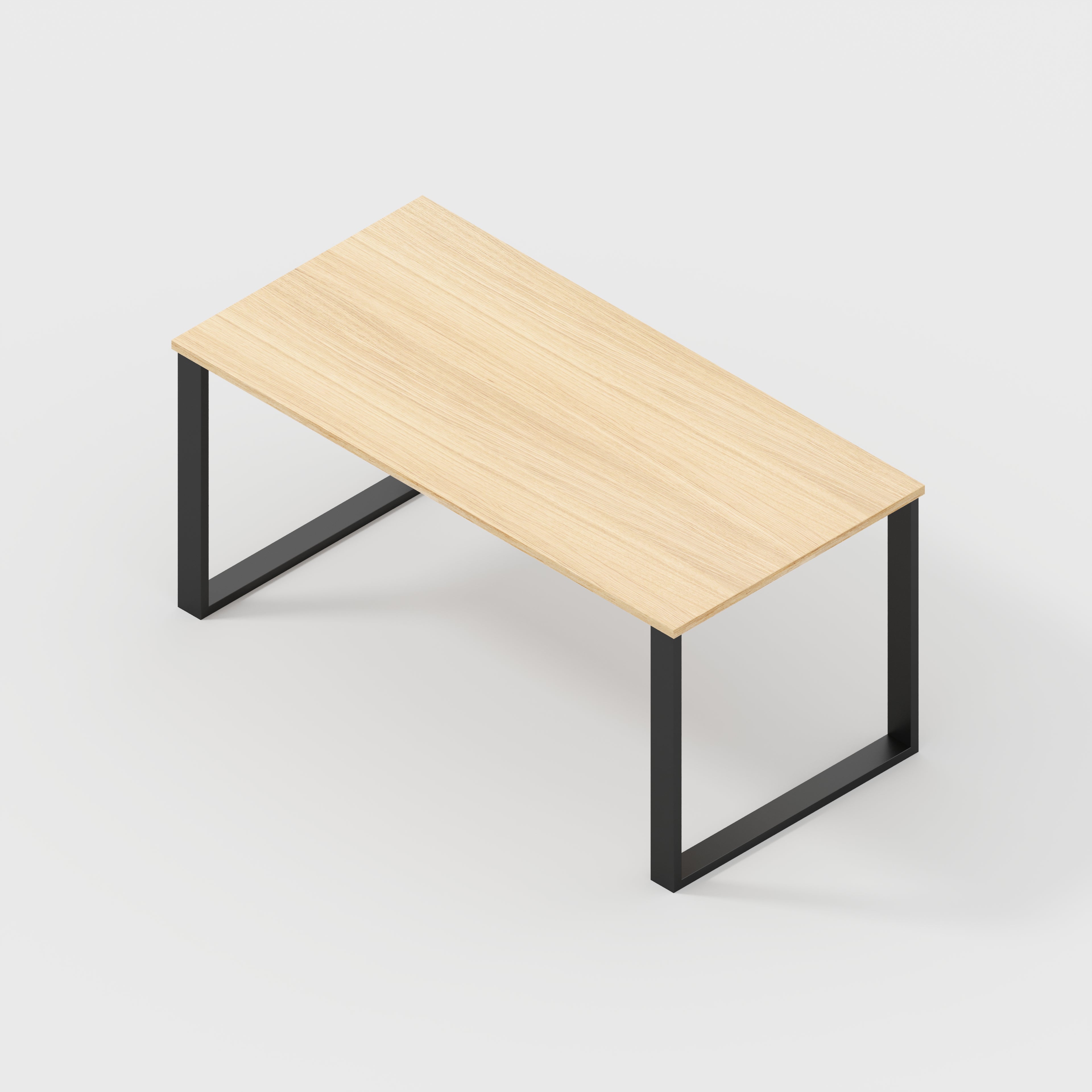 Plywood Desk with Black Industrial Legs - Plywood Oak - 1600(w) x 800(d) x 735(h)