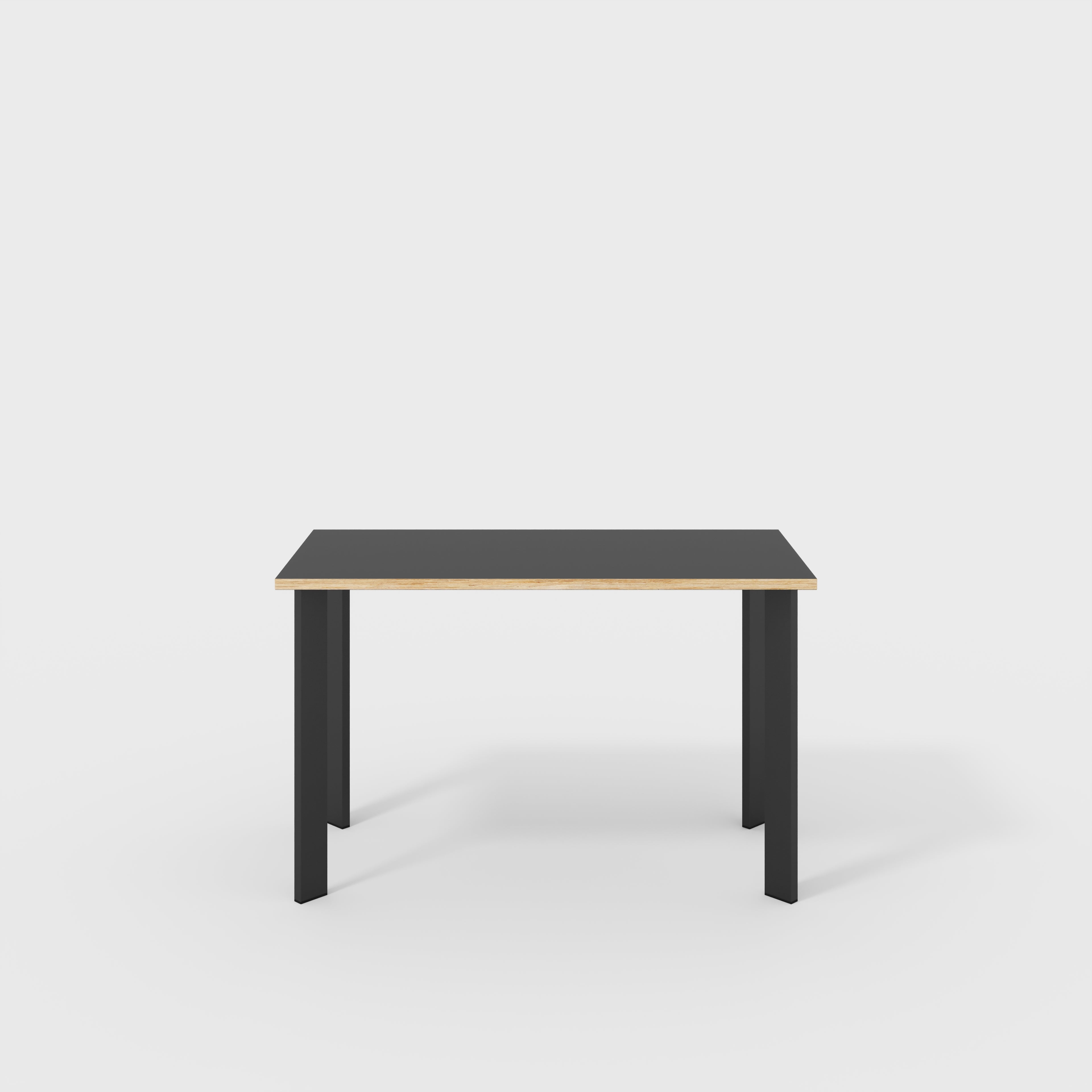 Plywood Desk with Black Rectangular Single Pin Legs - Formica Diamond Black - 1200(w) x 600(d) x 735(h)