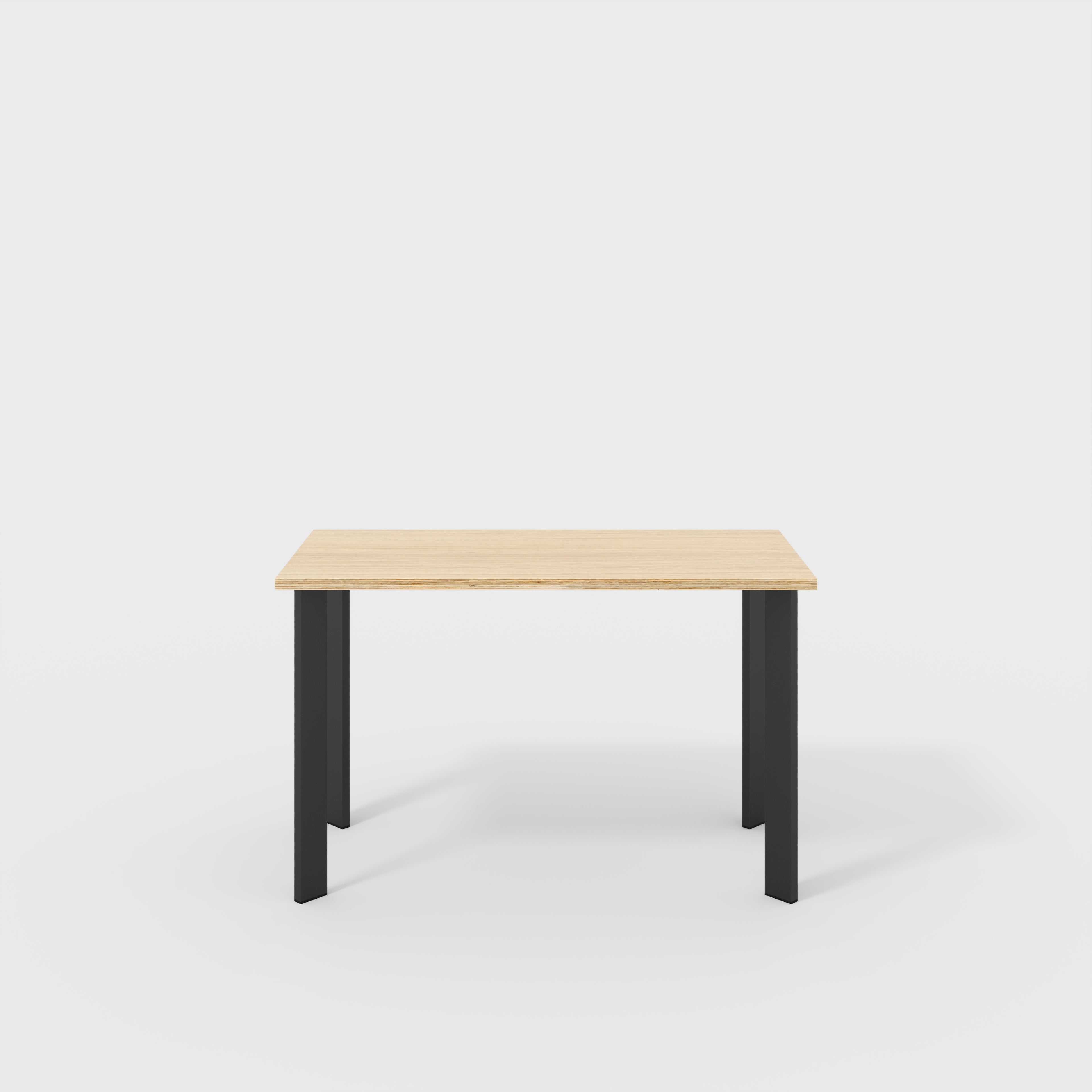 Plywood Desk with Black Rectangular Single Pin Legs - Plywood Oak - 1200(w) x 600(d) x 735(h)