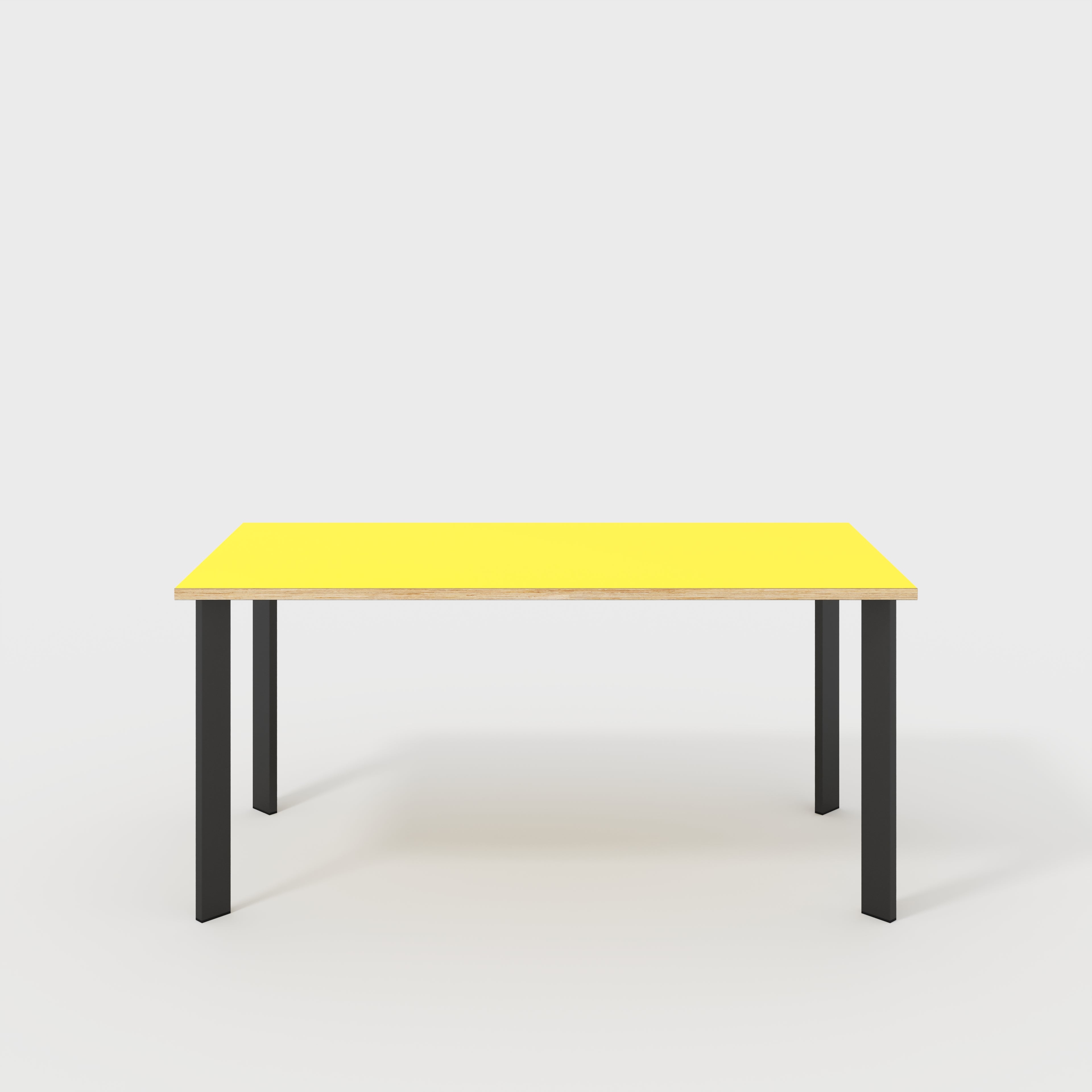 Plywood Desk with Black Rectangular Single Pin Legs - Formica Chrome Yellow - 1600(w) x 800(d) x 735(h)