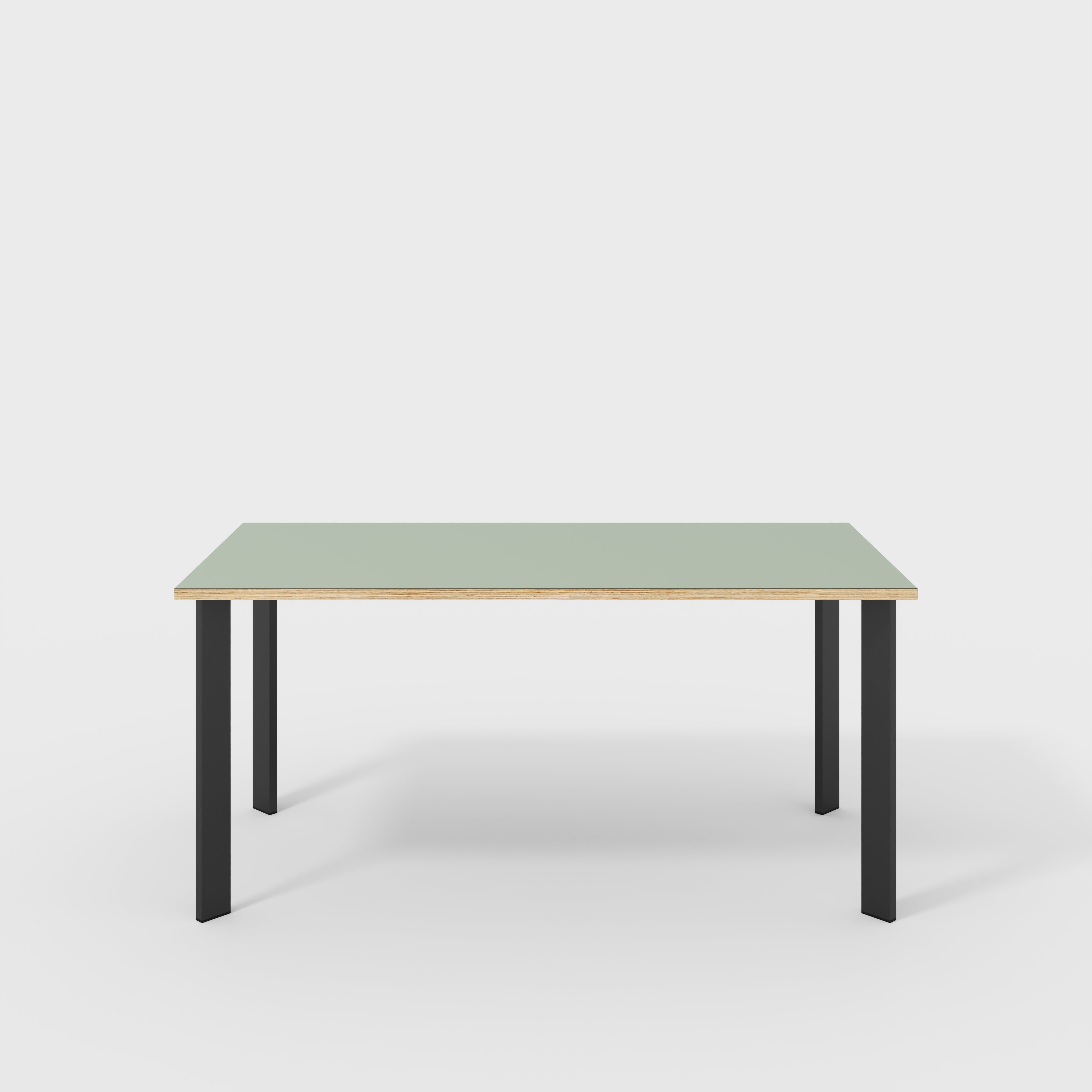 Plywood Desk with Black Rectangular Single Pin Legs - Formica Green Slate - 1600(w) x 800(d) x 735(h)