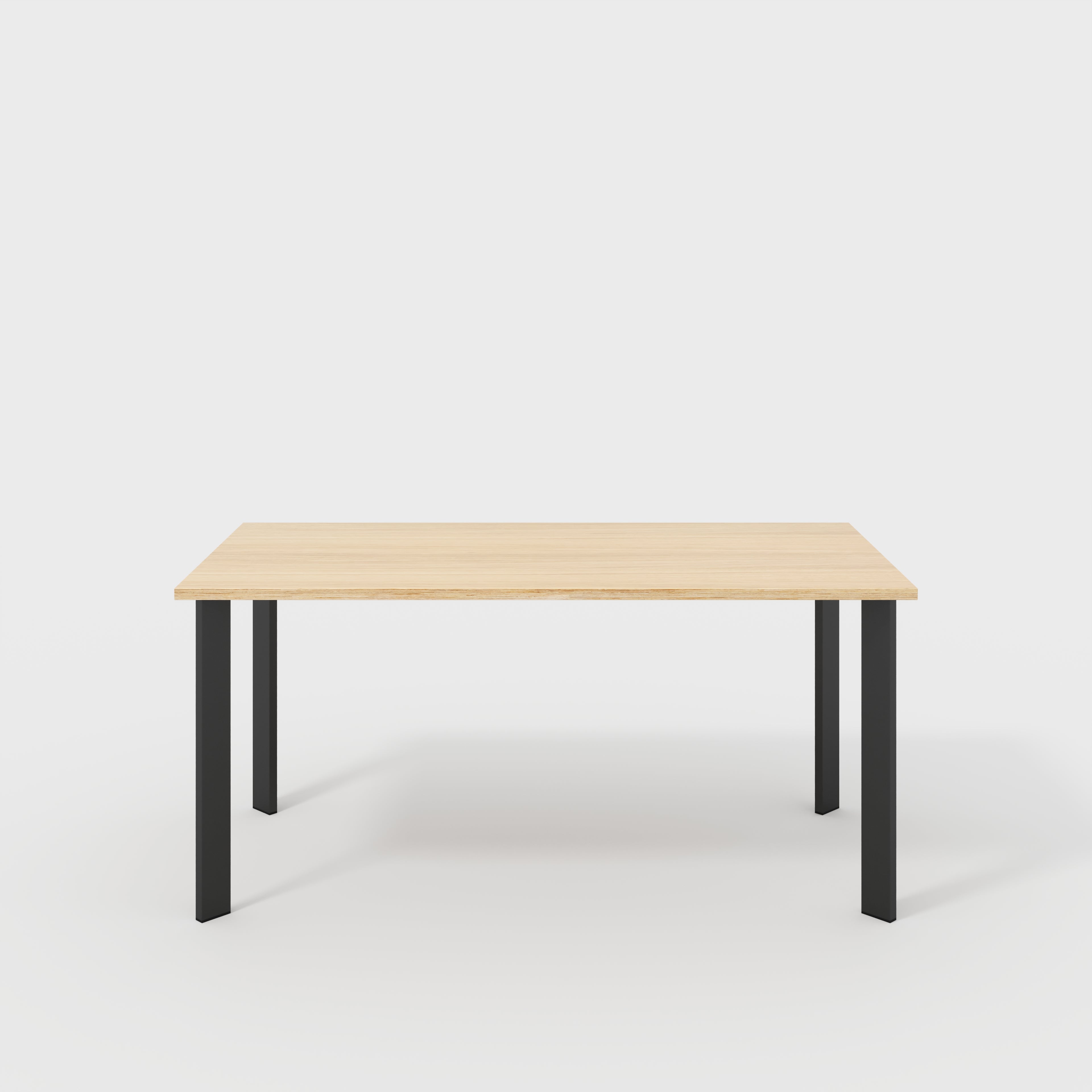 Plywood Desk with Black Rectangular Single Pin Legs - Plywood Oak - 1600(w) x 800(d) x 735(h)