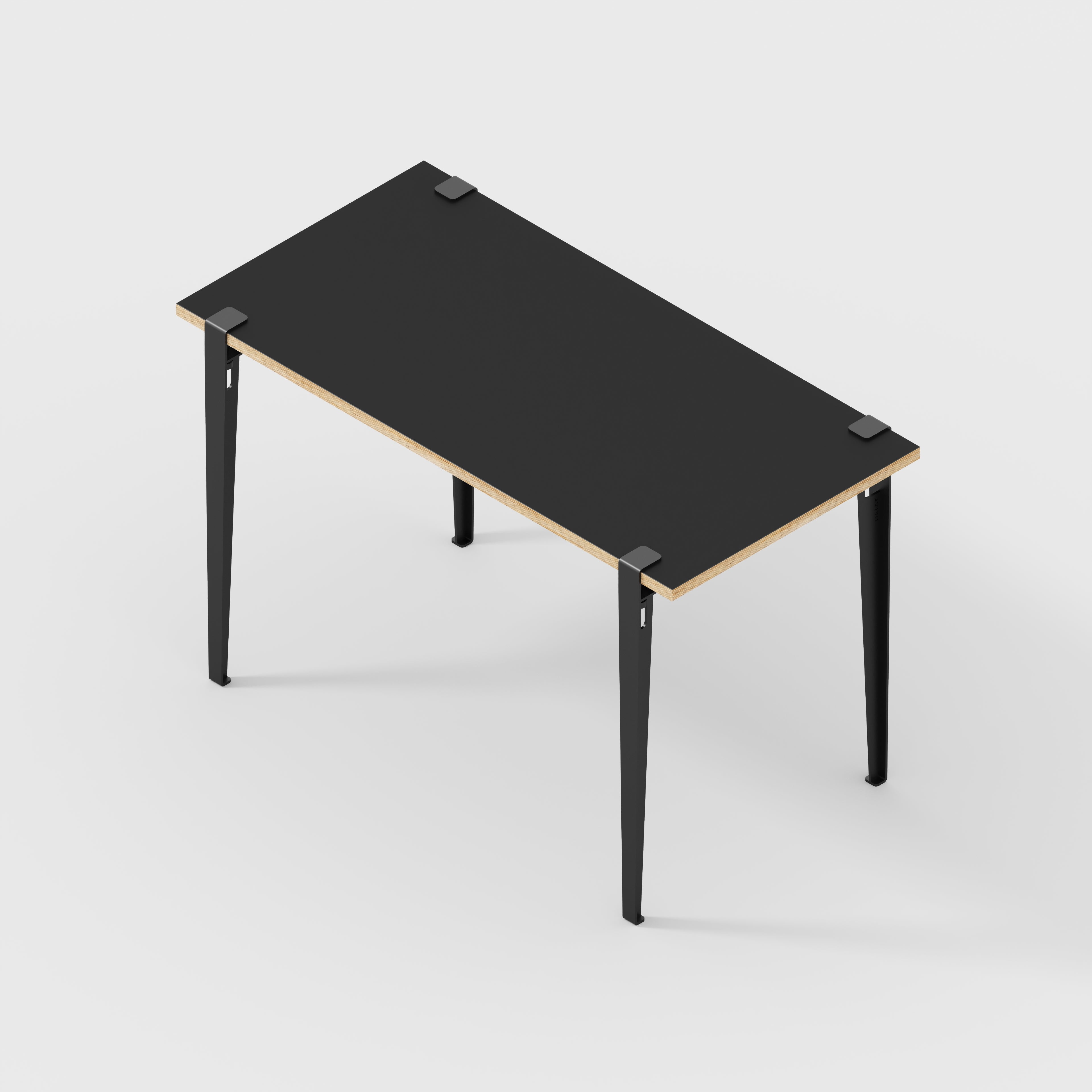 Plywood Desk with Black Tiptoe Legs - Formica Diamond Black - 1200(w) x 600(d) x 750(h)