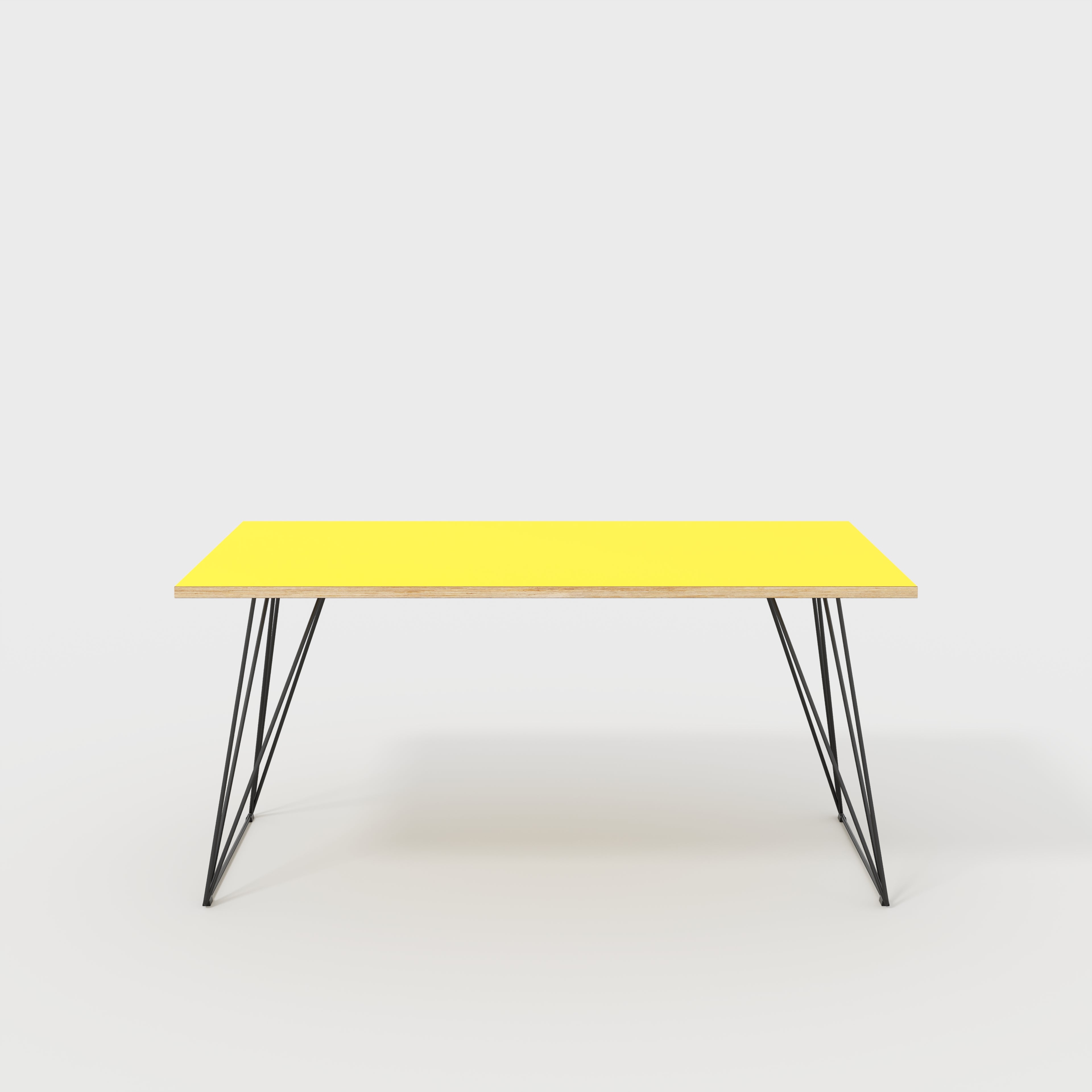 Plywood Desk with Black Wireframe Legs - Formica Chrome Yellow - 1600(w) x 800(d) x 735(h)