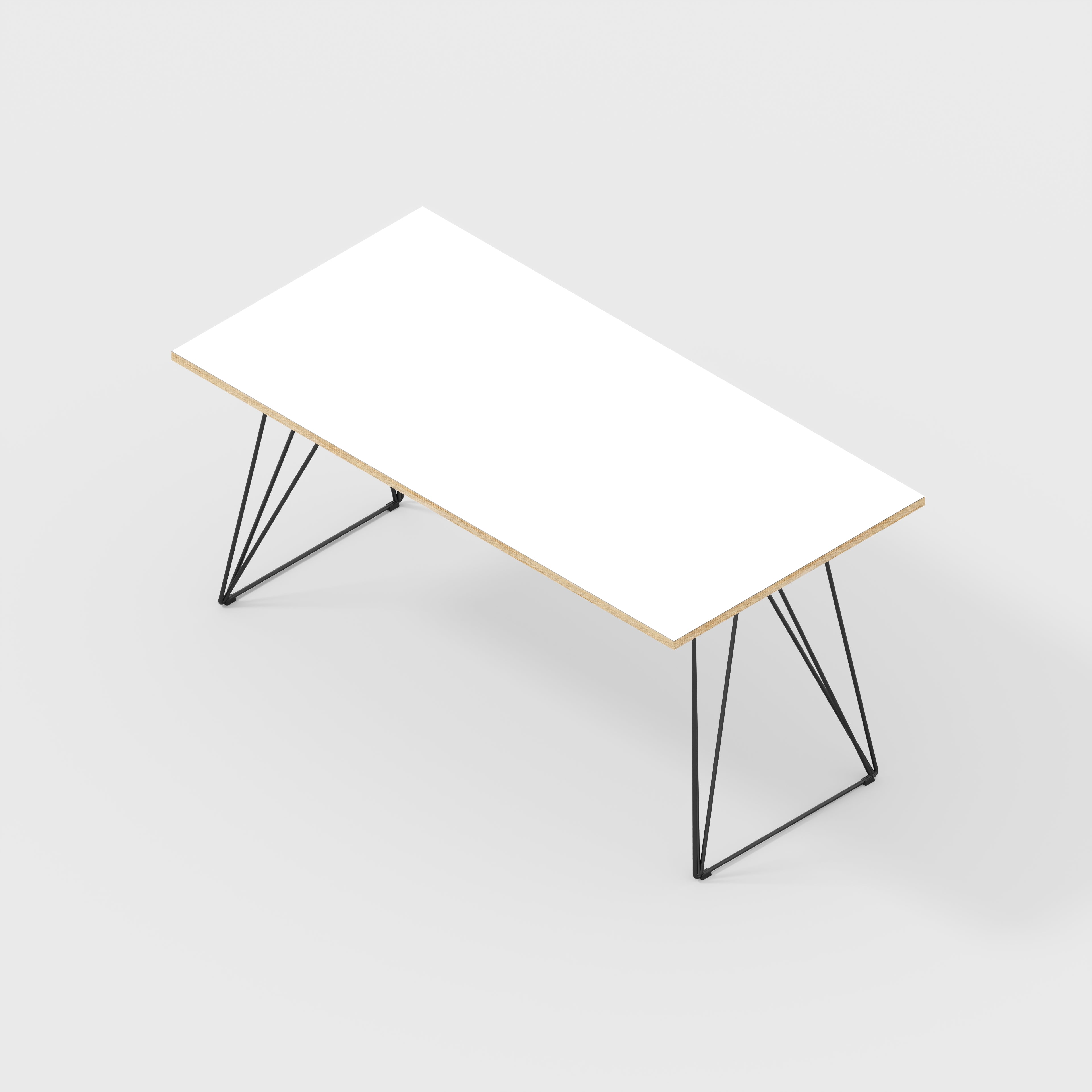 Plywood Desk with Black Wireframe Legs - Formica White - 1600(w) x 800(d) x 735(h)