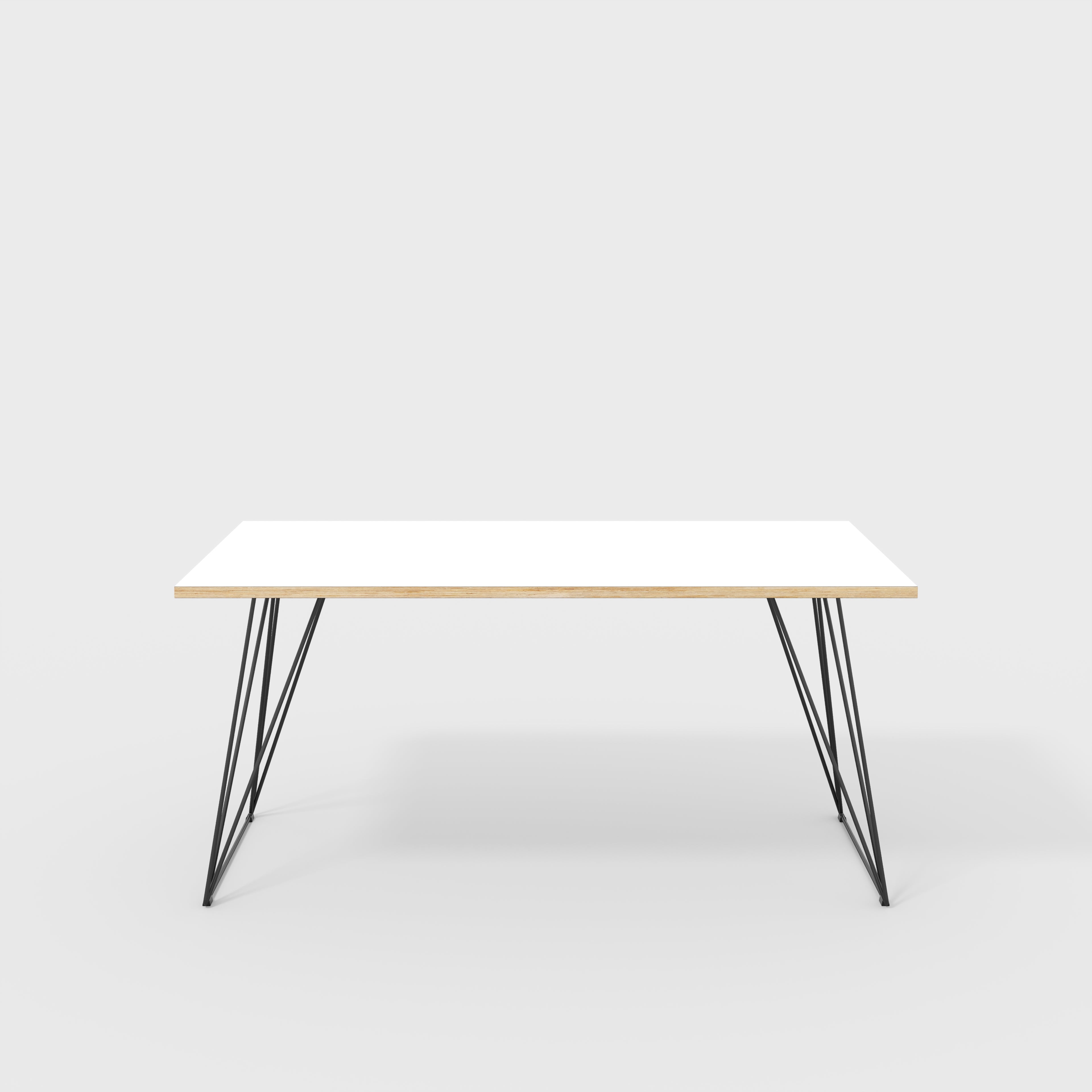 Plywood Desk with Black Wireframe Legs - Formica White - 1600(w) x 800(d) x 735(h)