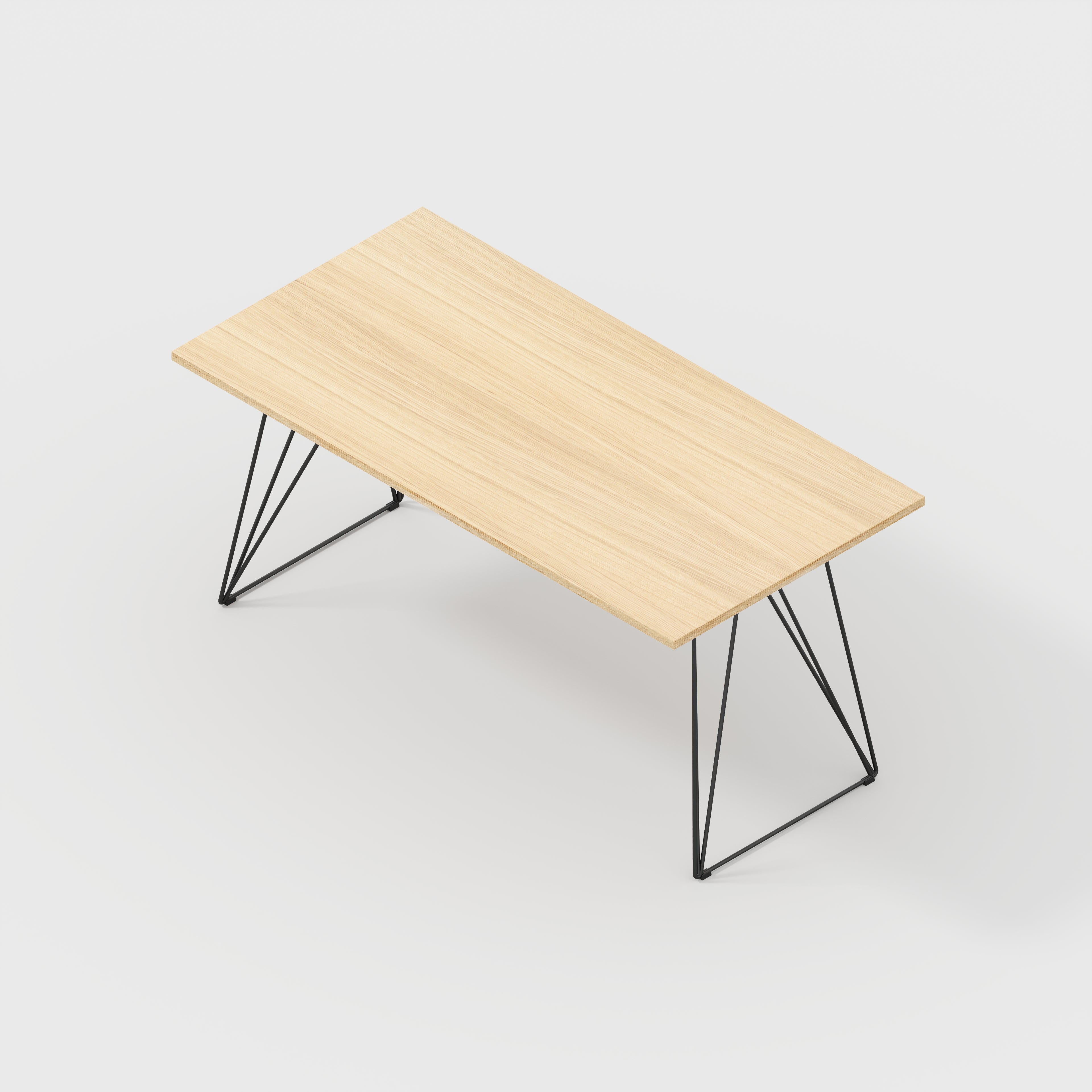 Plywood Desk with Black Wireframe Legs - Plywood Oak - 1600(w) x 800(d) x 735(h)