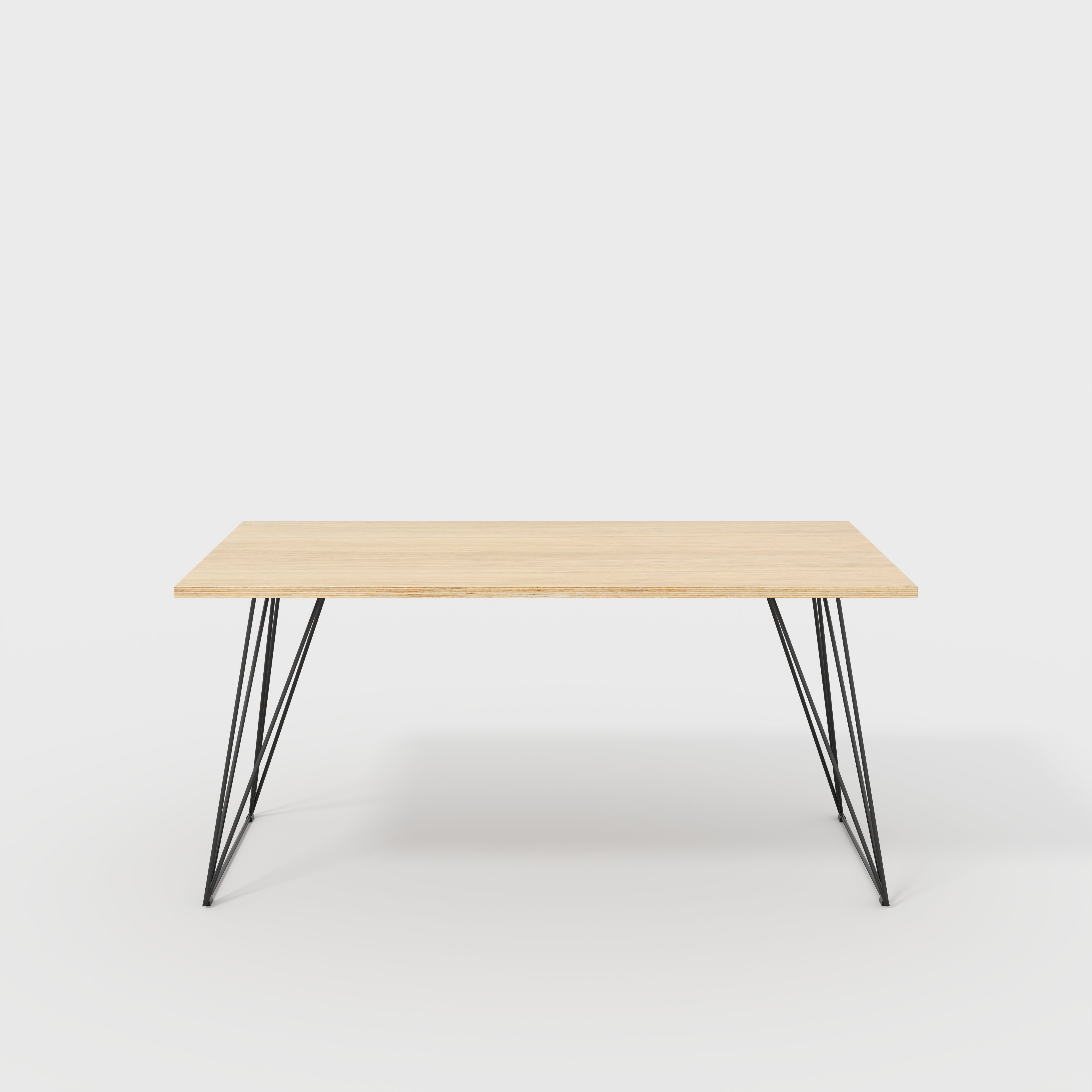 Plywood Desk with Black Wireframe Legs - Plywood Oak - 1600(w) x 800(d) x 735(h)