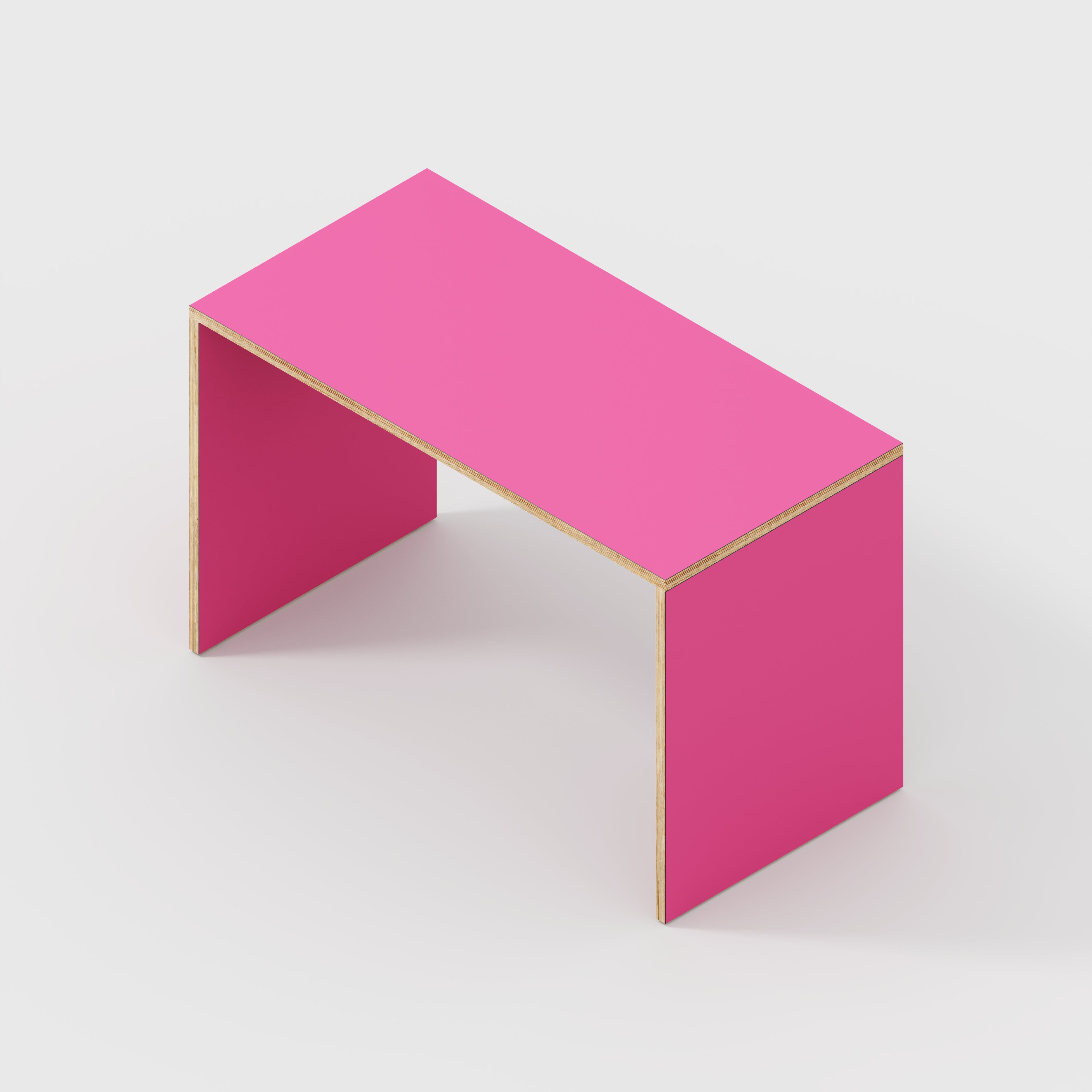 Plywood Desk with Solid Sides - Formica Juicy Pink - 1200(w) x 600(d) x 750(h)