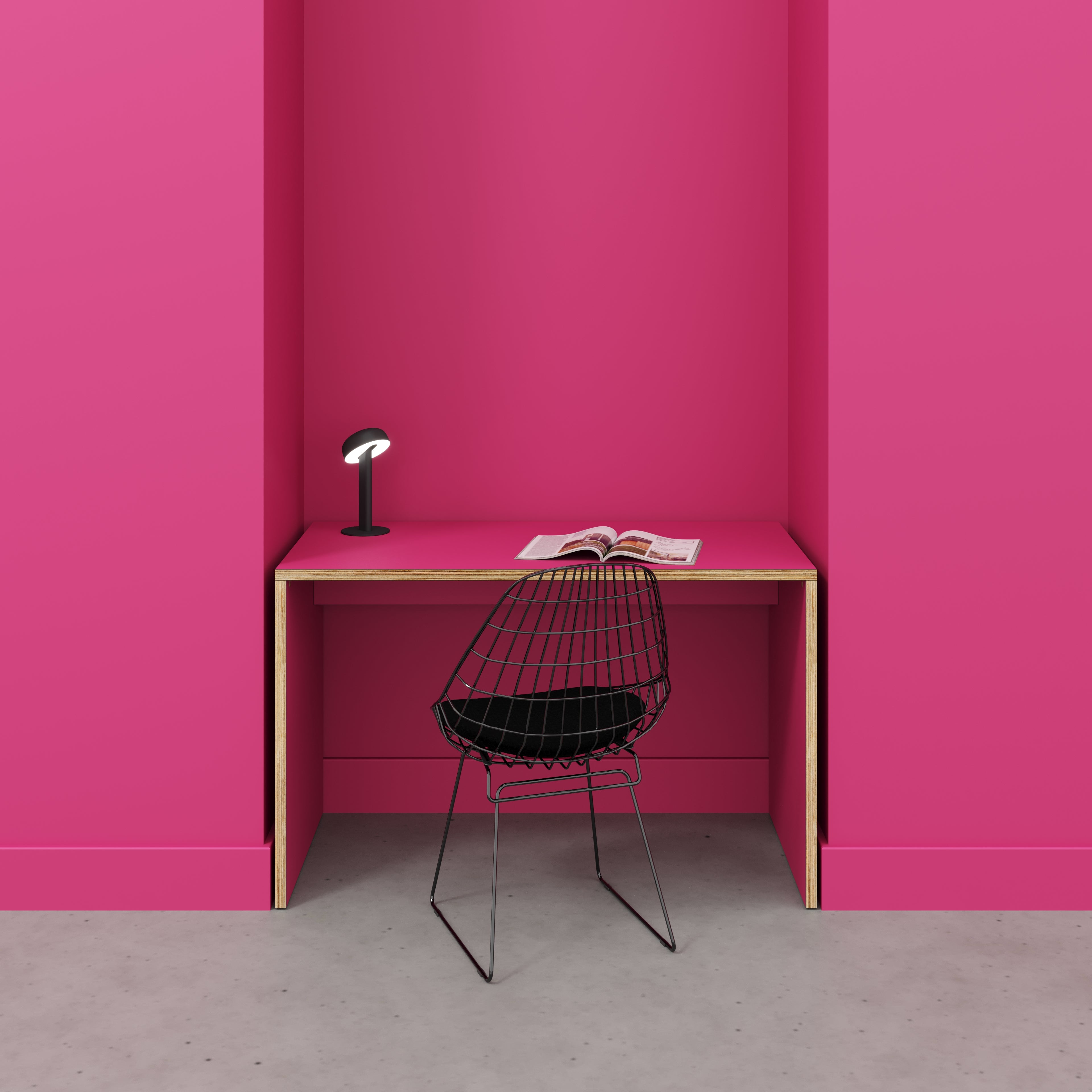 Plywood Desk with Solid Sides - Formica Juicy Pink - 1200(w) x 600(d) x 750(h)