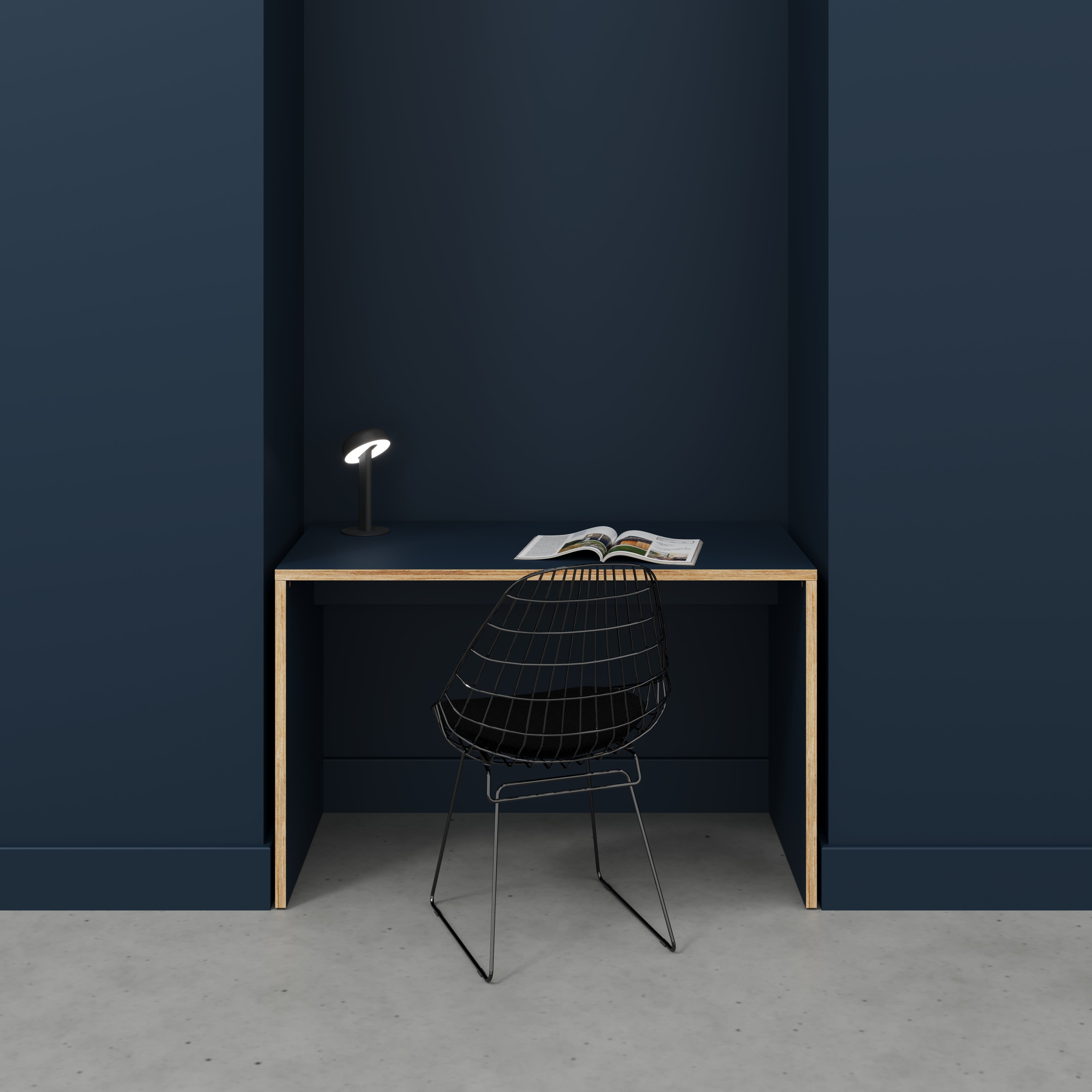 Plywood Desk with Solid Sides - Formica Night Sea Blue - 1200(w) x 600(d) x 750(h)