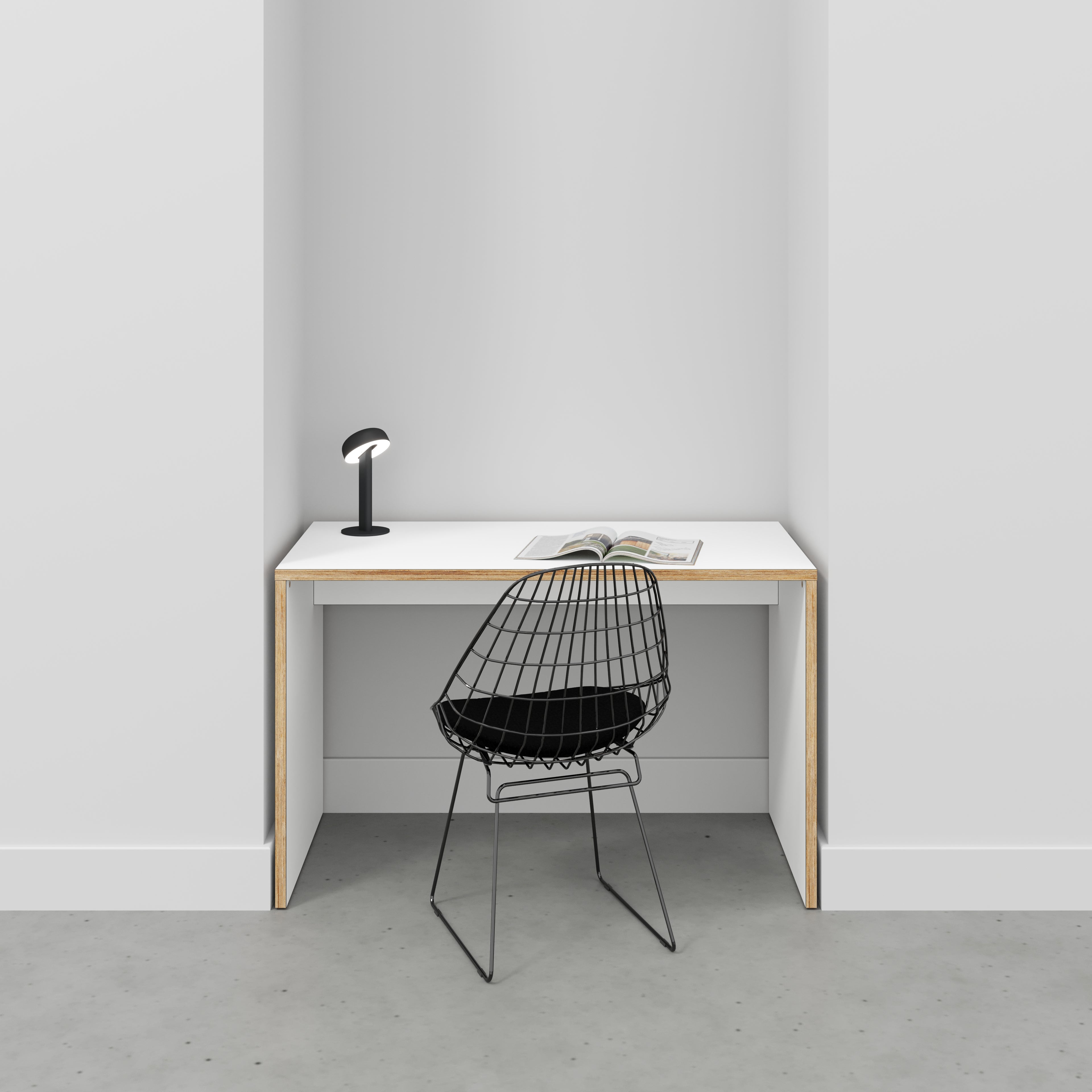 Plywood Desk with Solid Sides - Formica White - 1200(w) x 600(d) x 750(h)