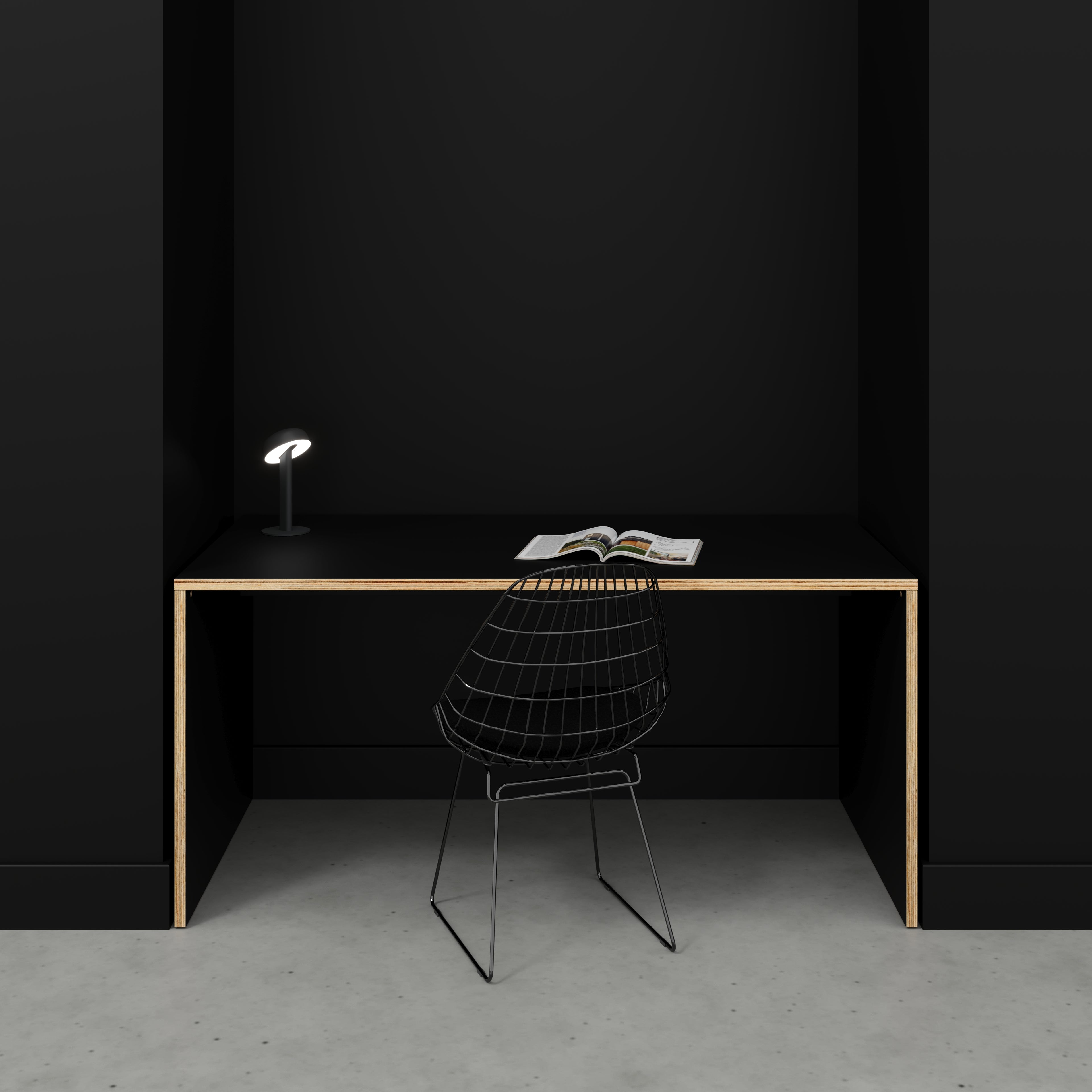 Plywood Desk with Solid Sides - Formica Diamond Black - 1600(w) x 800(d) x 750(h)