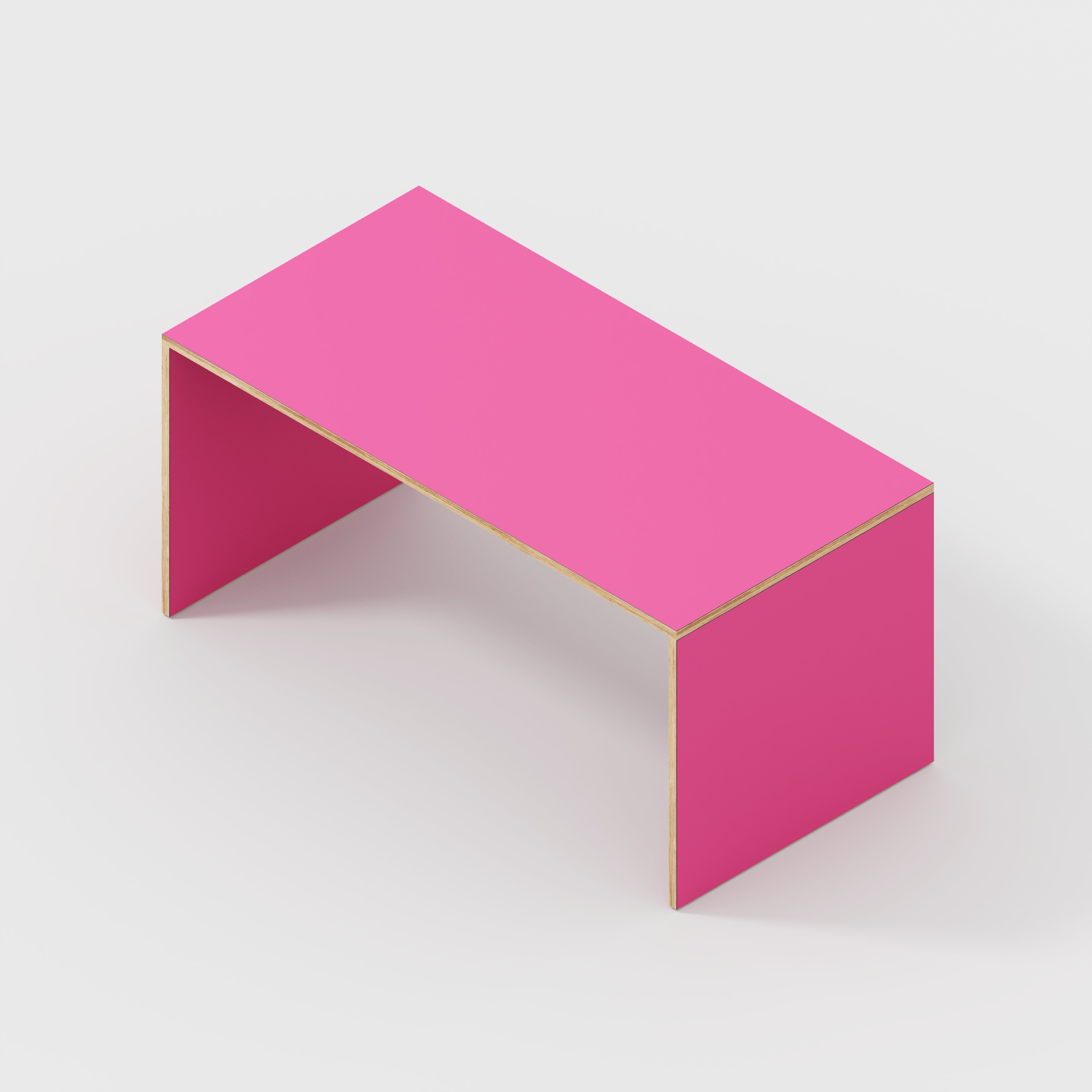 Plywood Desk with Solid Sides - Formica Juicy Pink - 1600(w) x 800(d) x 750(h)