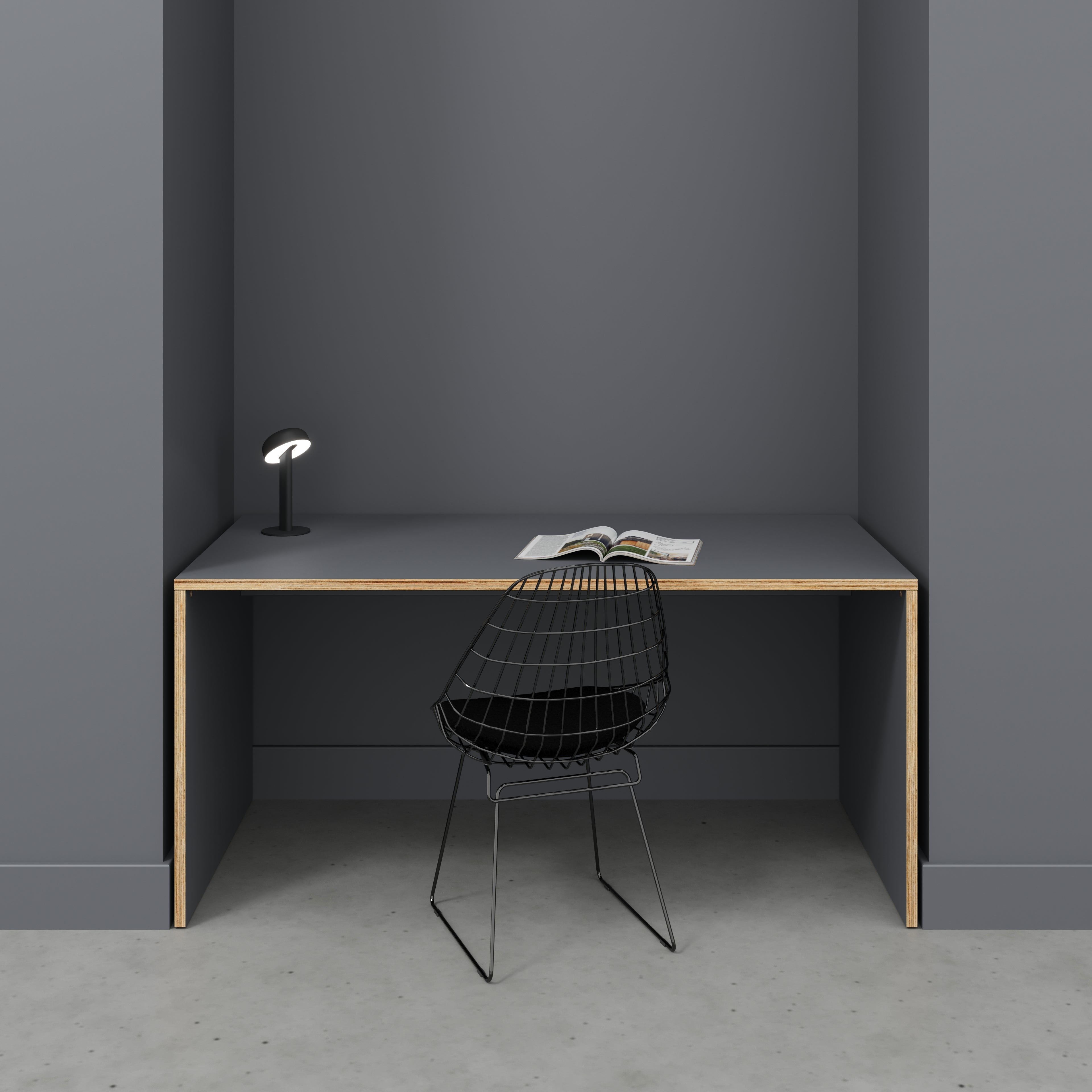 Plywood Desk with Solid Sides - Formica Tornado Grey - 1600(w) x 800(d) x 750(h)