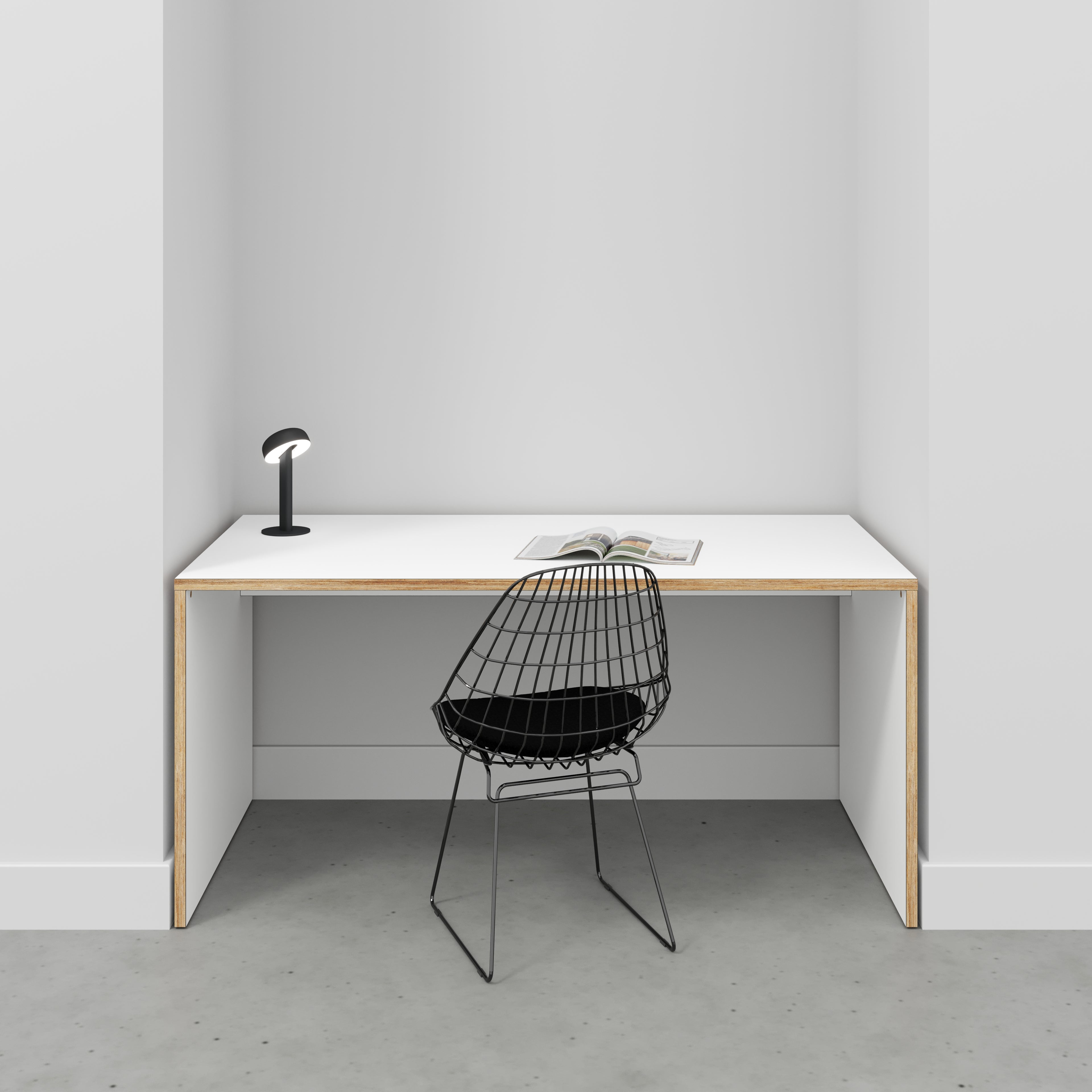 Plywood Desk with Solid Sides - Formica White - 1600(w) x 800(d) x 750(h)