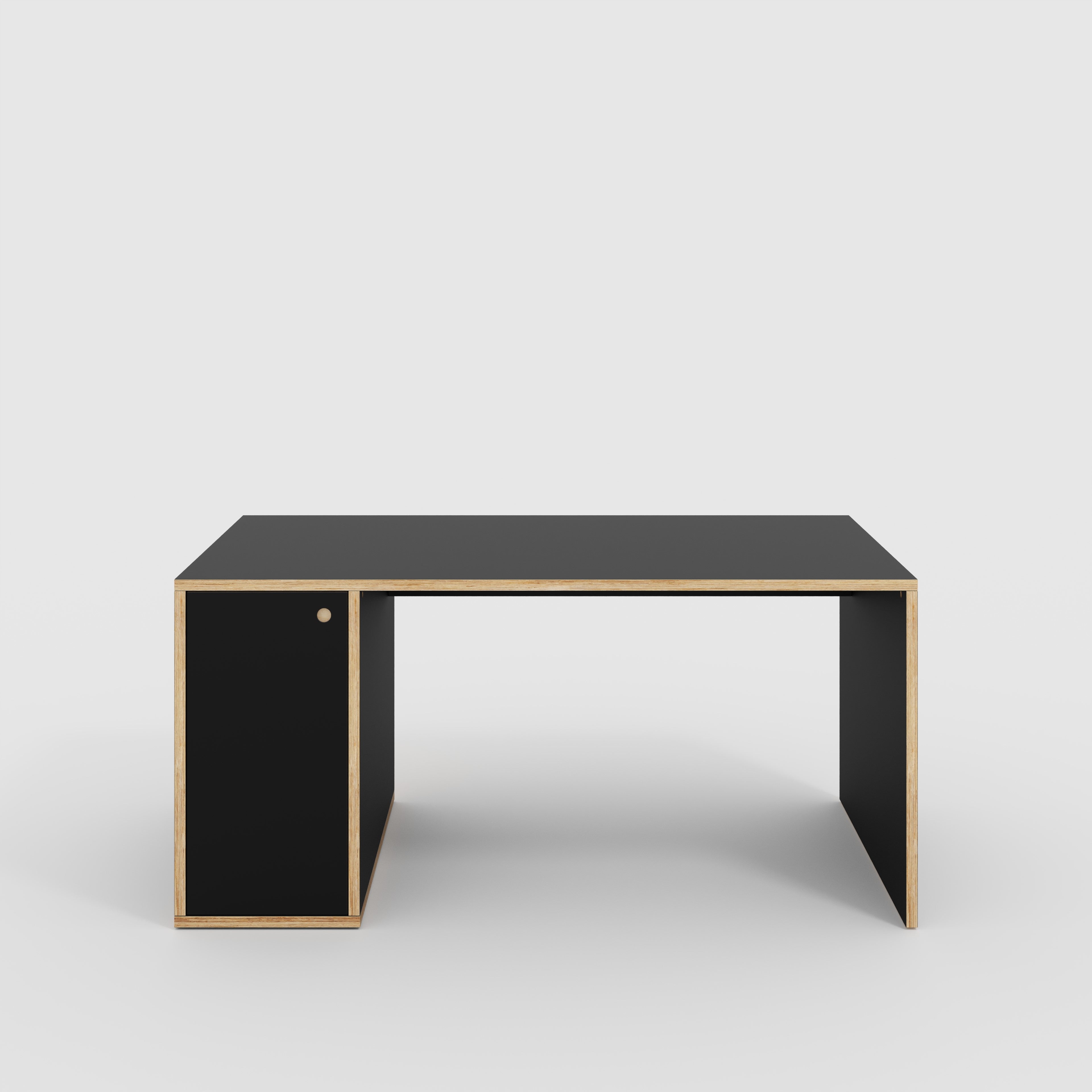 Plywood Desk with Storage Type 1 LH - Door - Formica Diamond Black - 1600(w) x 800(d) x 750(h)