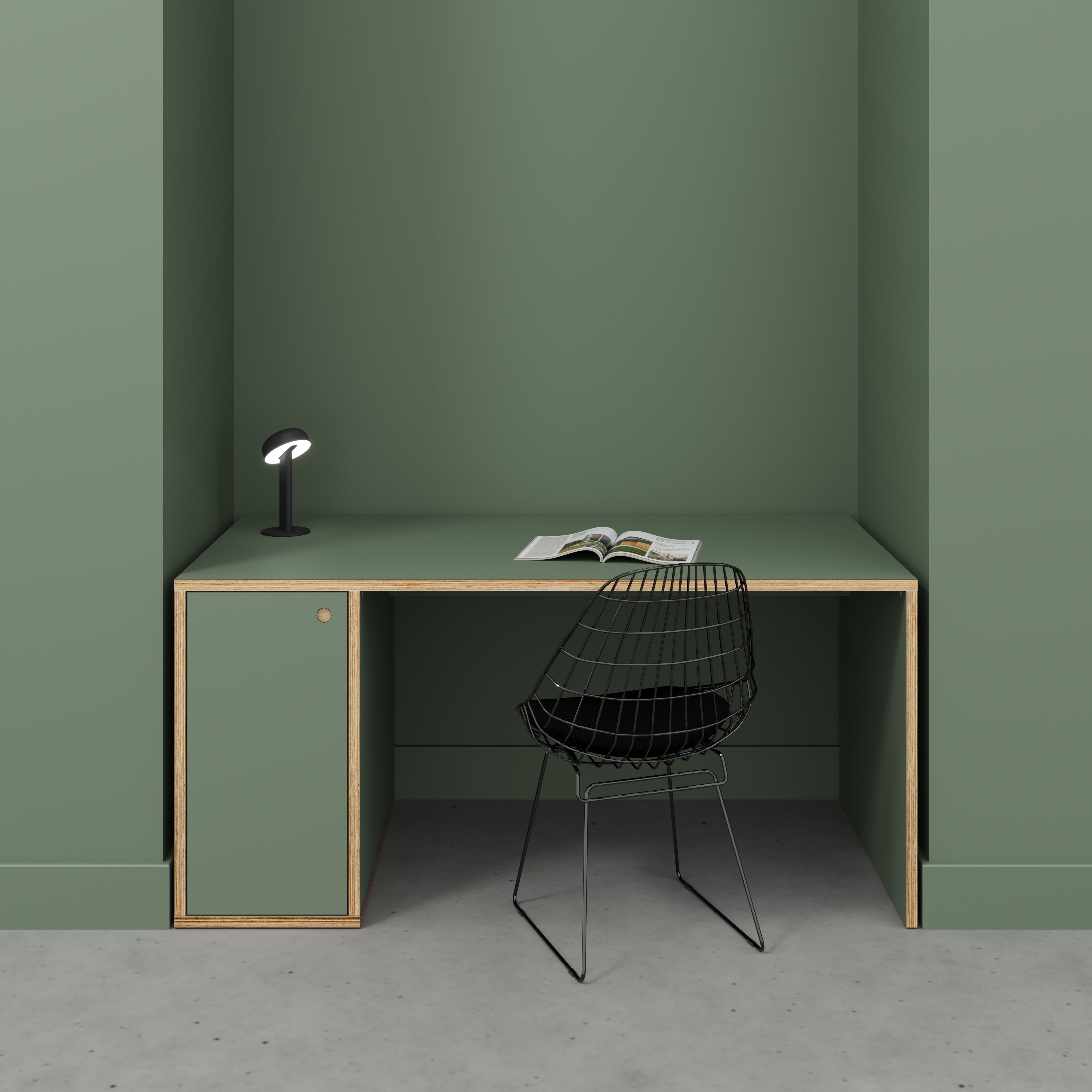 Plywood Desk with Storage Type 1 LH - Door - Formica Green Slate - 1600(w) x 800(d) x 750(h)
