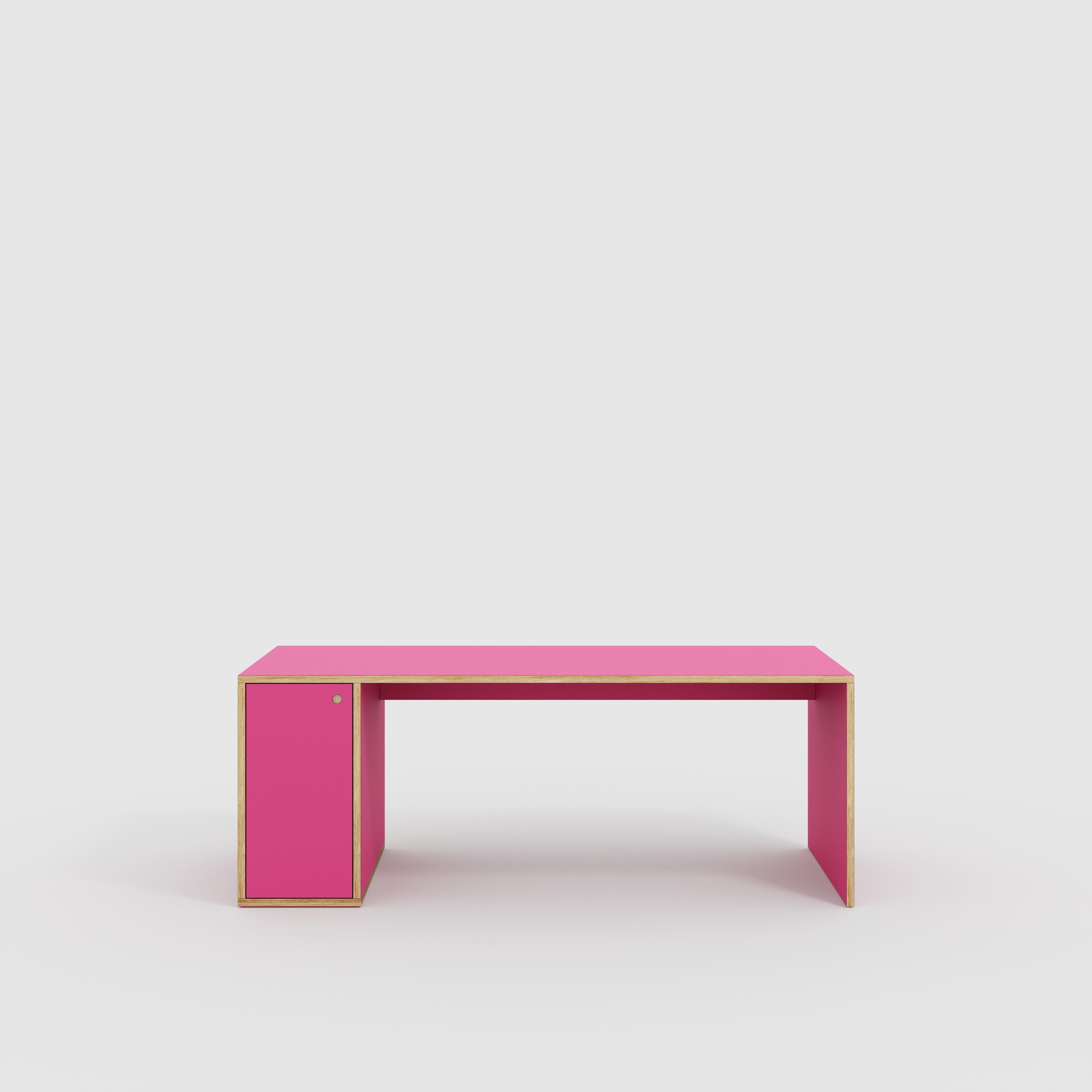 Plywood Desk with Storage Type 1 LH - Door - Formica Juicy Pink - 2000(w) x 800(d) x 750(h)