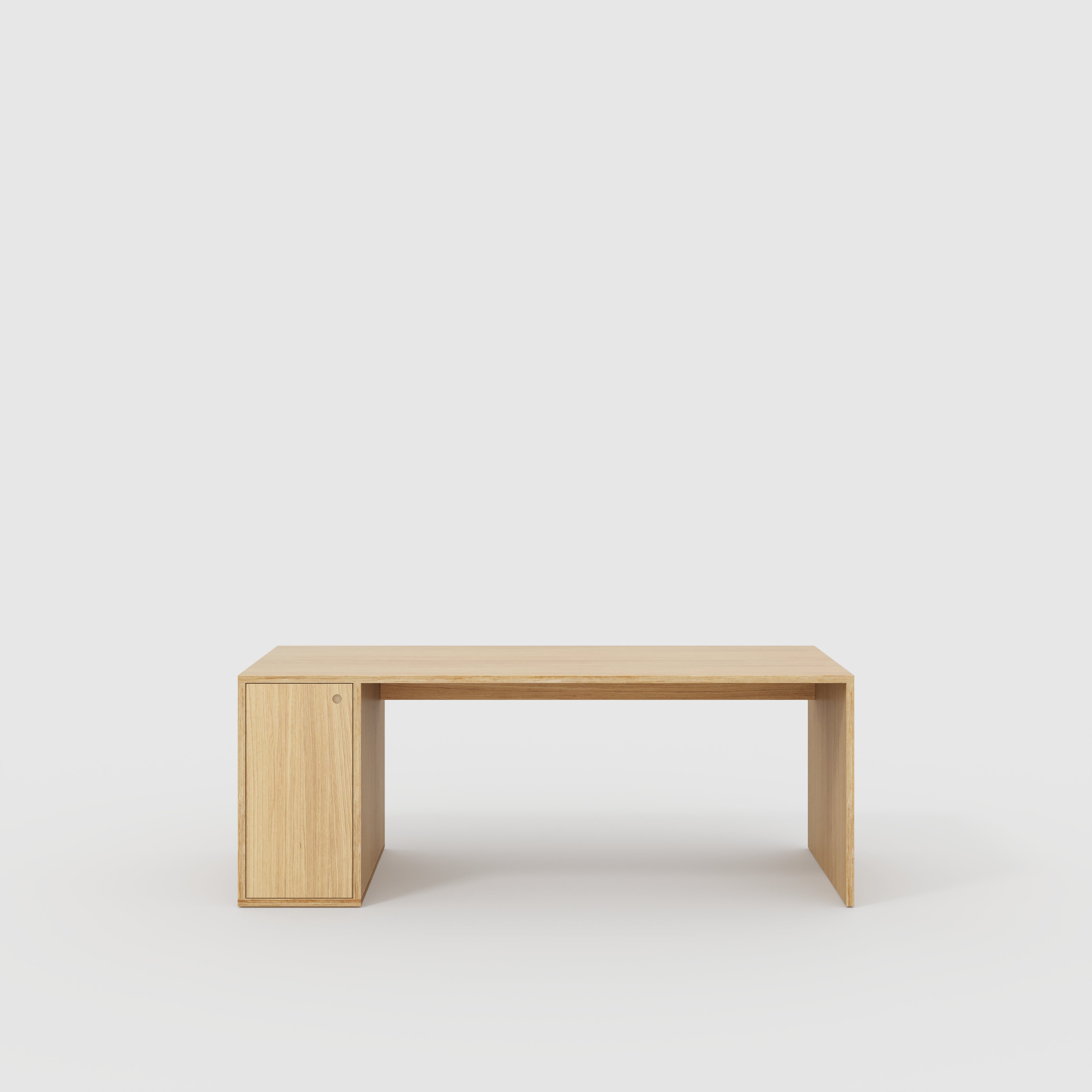 Plywood Desk with Storage Type 1 LH - Door - Plywood Oak - 2000(w) x 800(d) x 750(h)