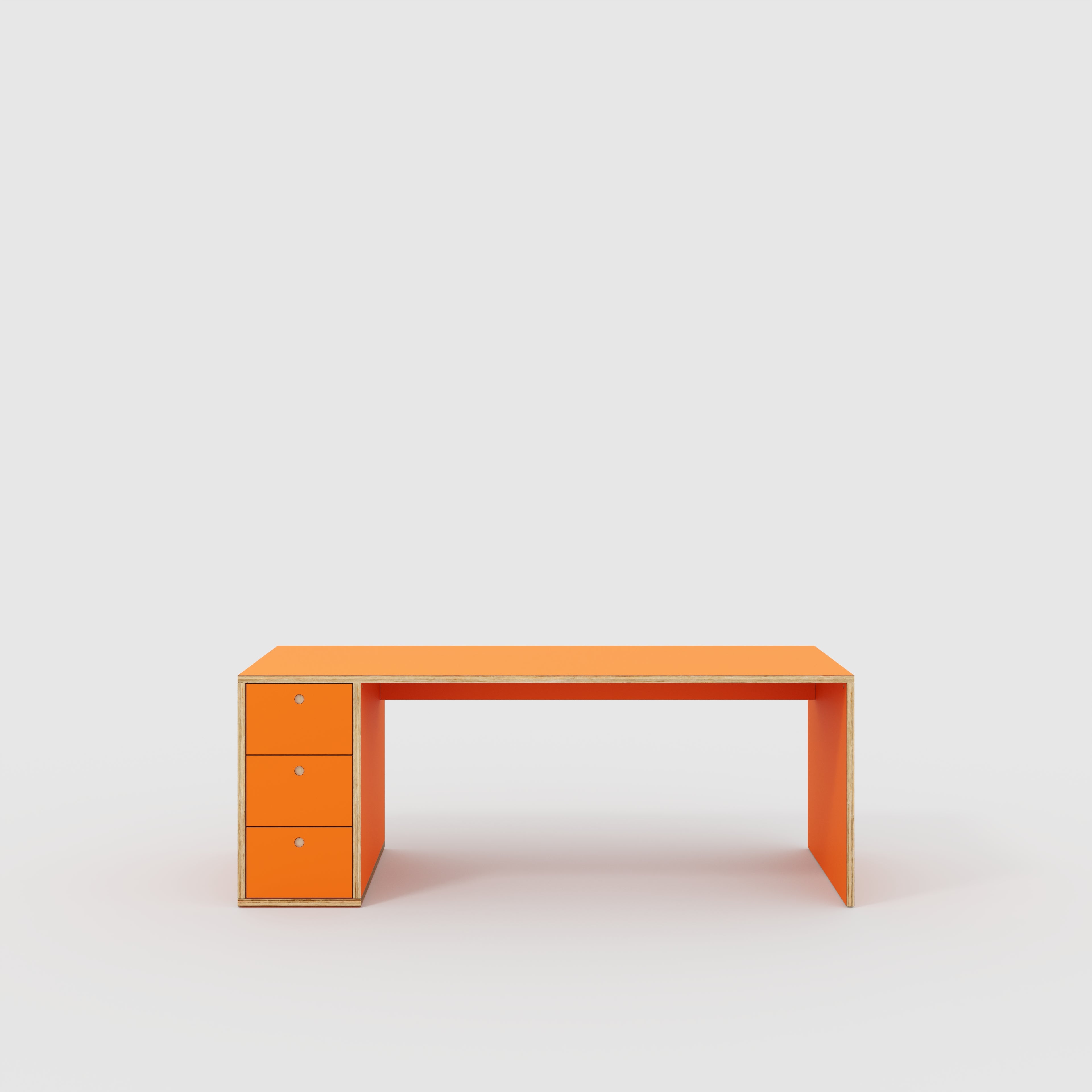 Plywood Desk with Storage Type 1 LH - Drawers - Formica Levante Orange - 2000(w) x 800(d) x 750(h)