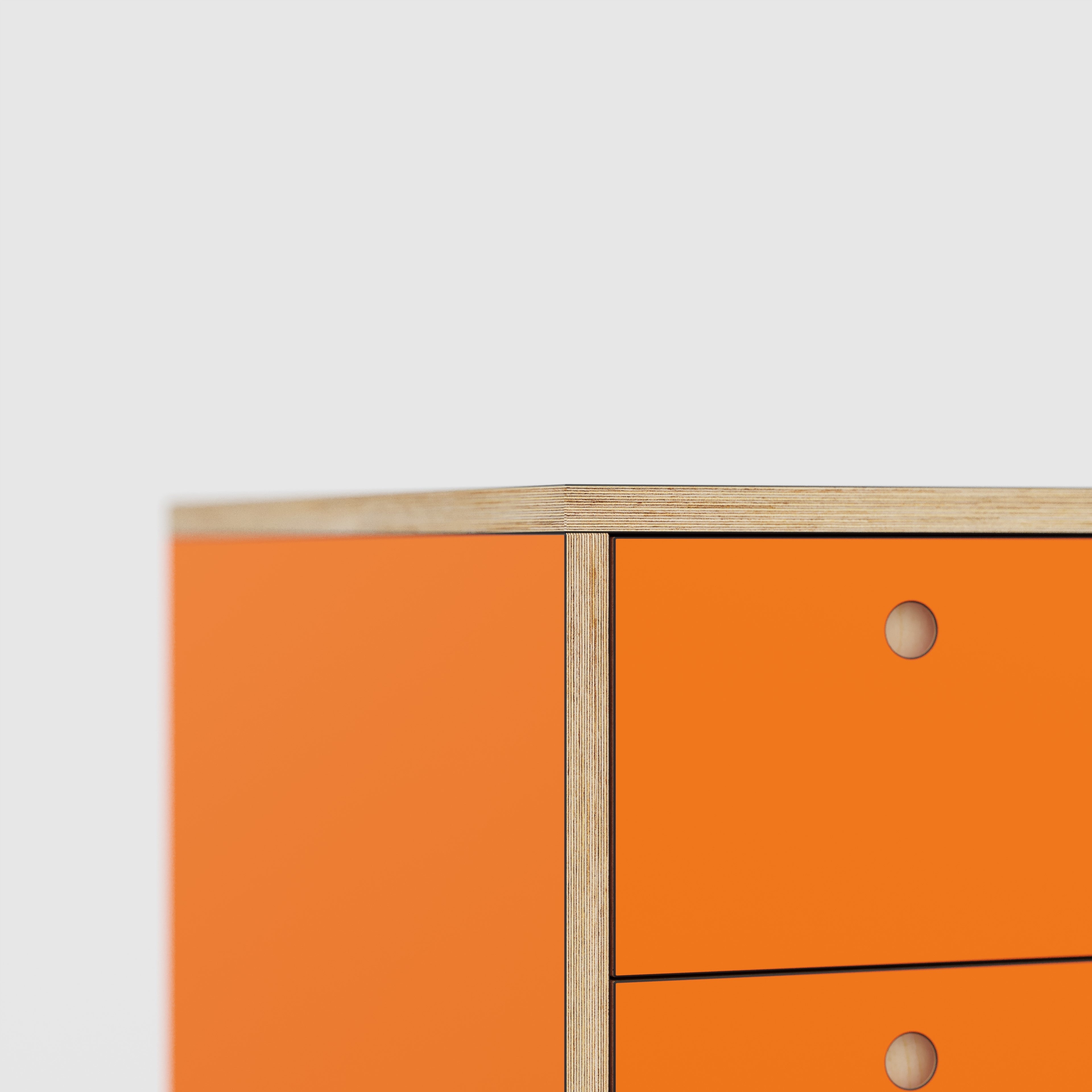 Plywood Desk with Storage Type 1 LH - Drawers - Formica Levante Orange - 1600(w) x 800(d) x 750(h)