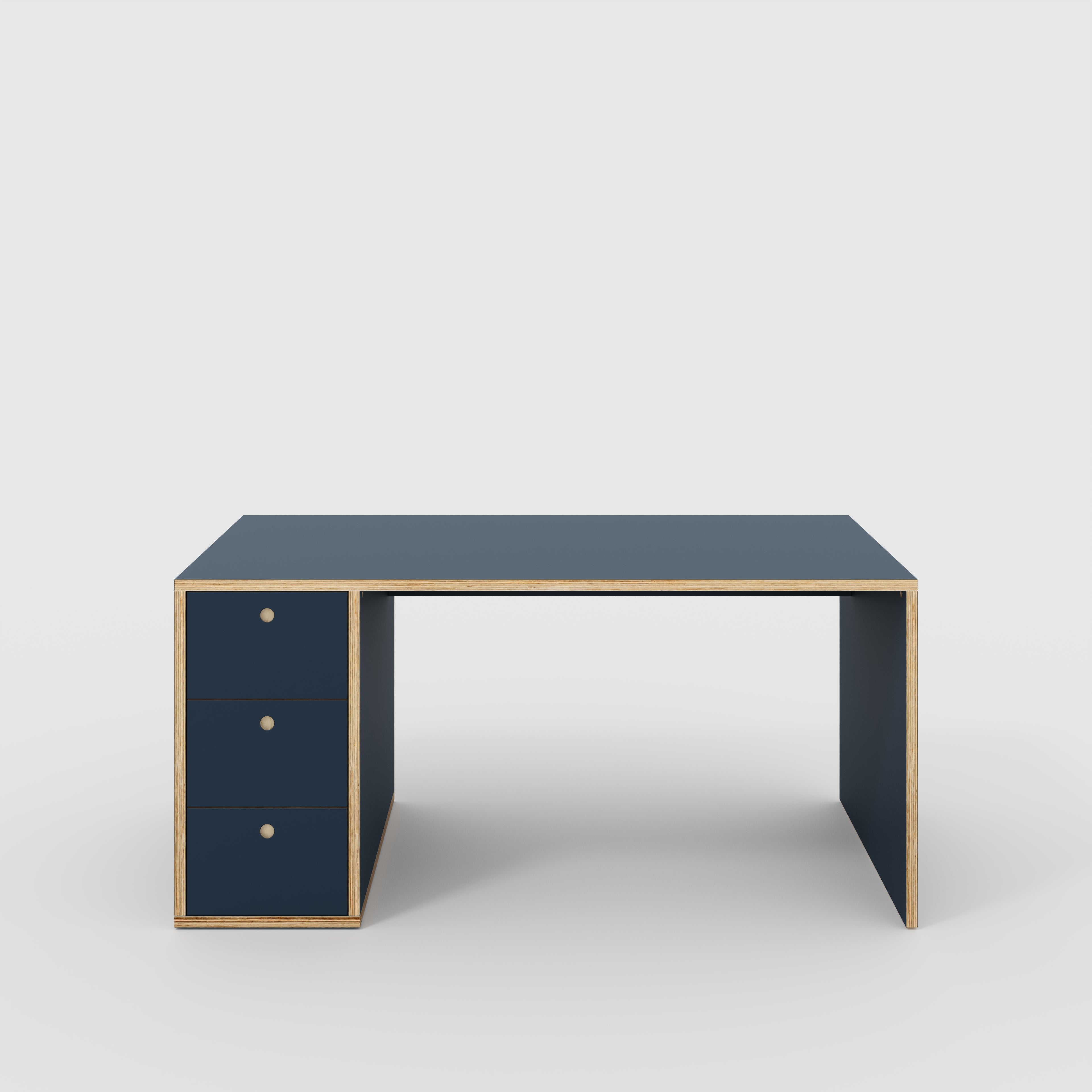 Plywood Desk with Storage Type 1 LH - Drawers - Formica Night Sea Blue - 1600(w) x 800(d) x 750(h)