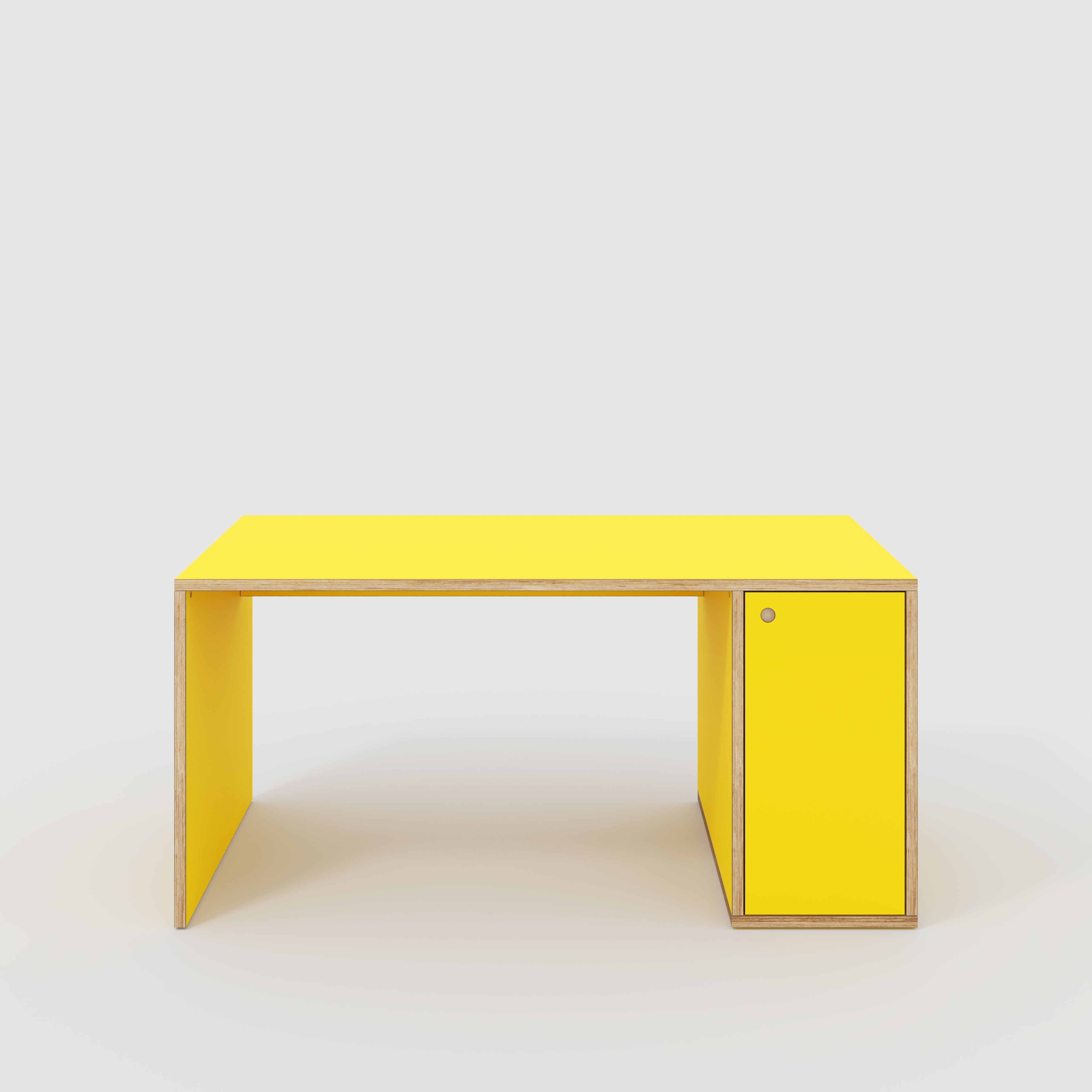 Plywood Desk with Storage Type 1 RH - Door - Formica Chrome Yellow - 1600(w) x 800(d) x 750(h)